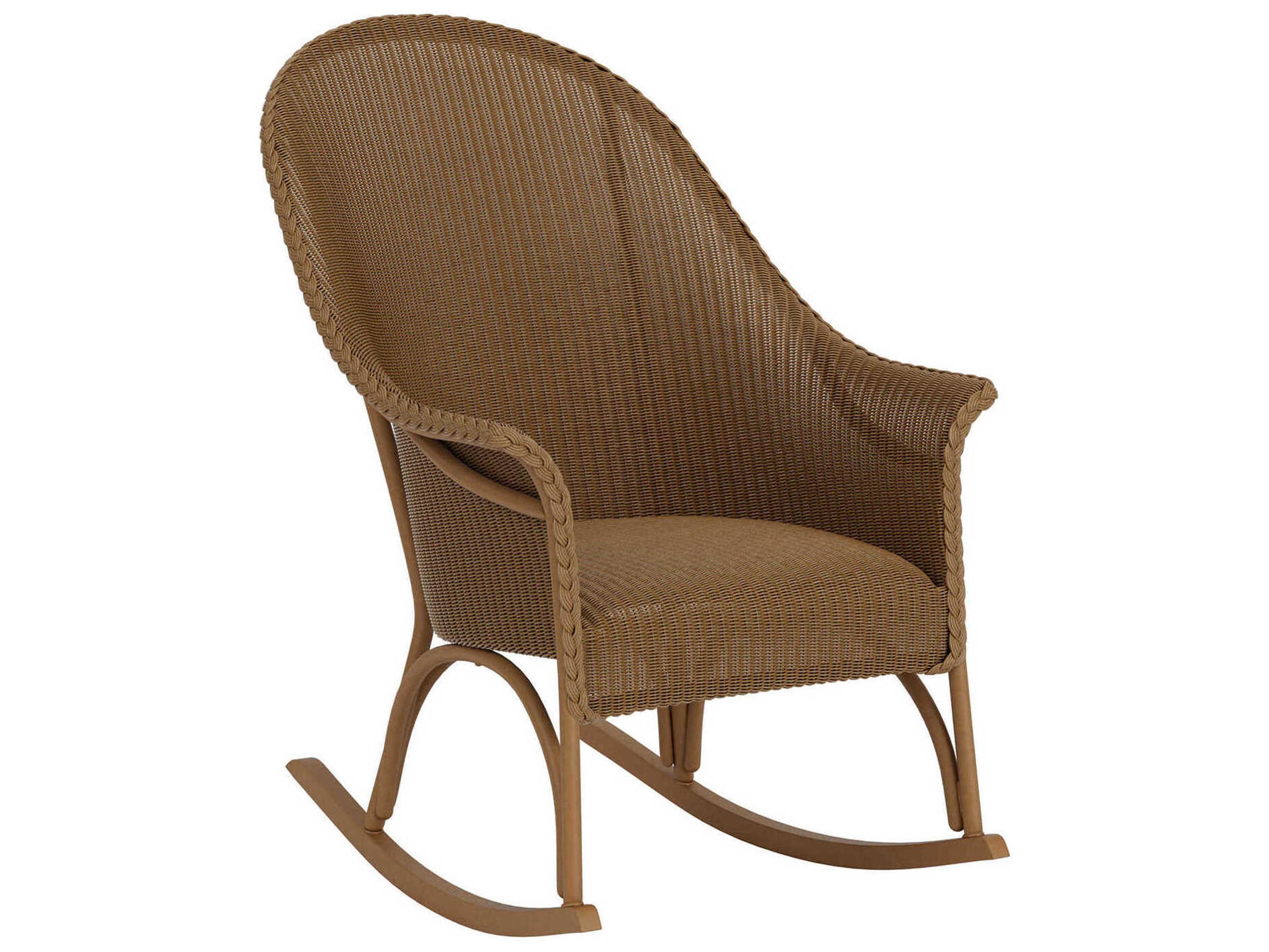 Lloyd Flanders All Seasons Wicker High Back Porch Outdoor Rocker with Padded Seat