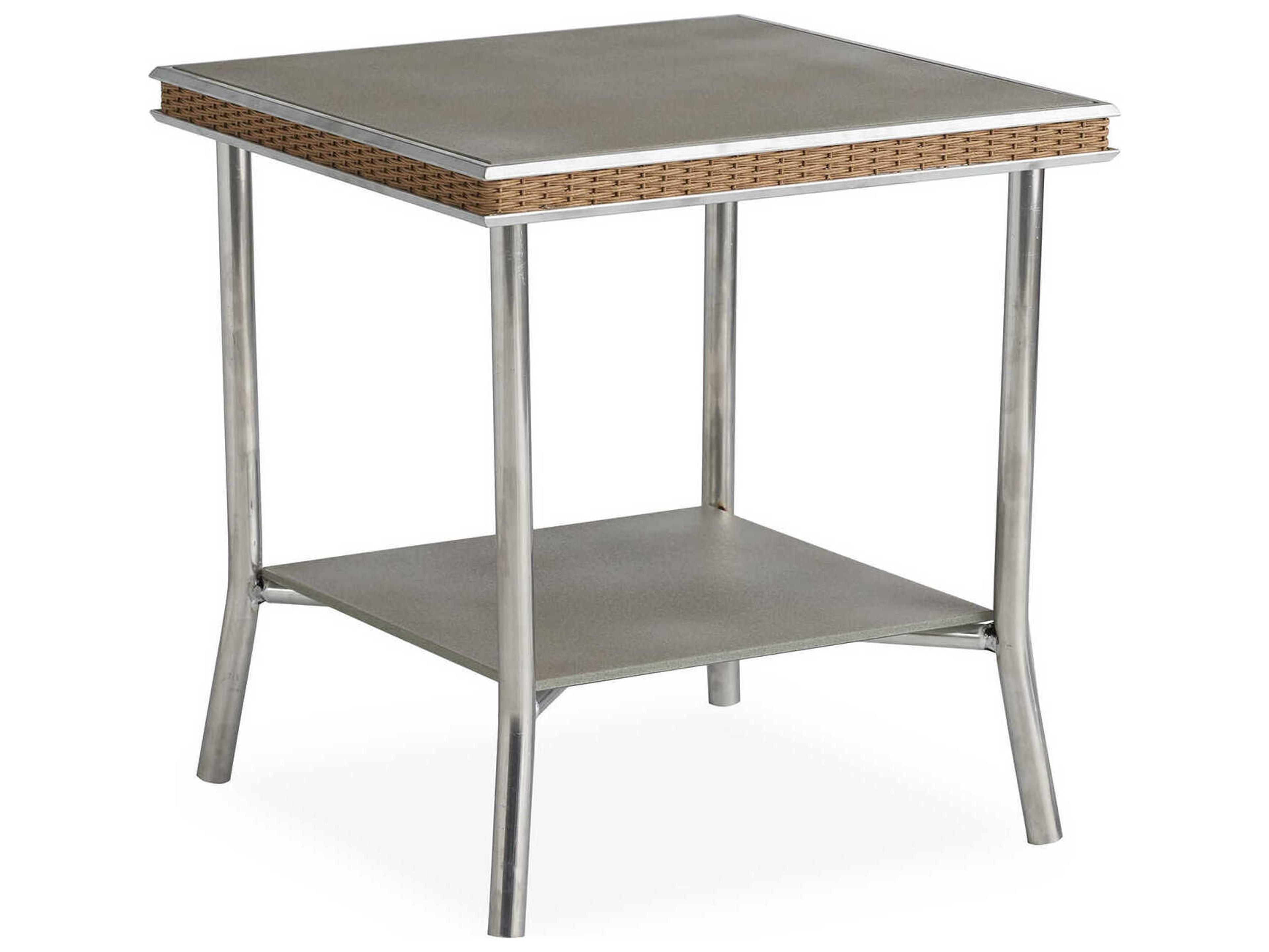 Visions Square End Table with Taupe Glass Outdoor