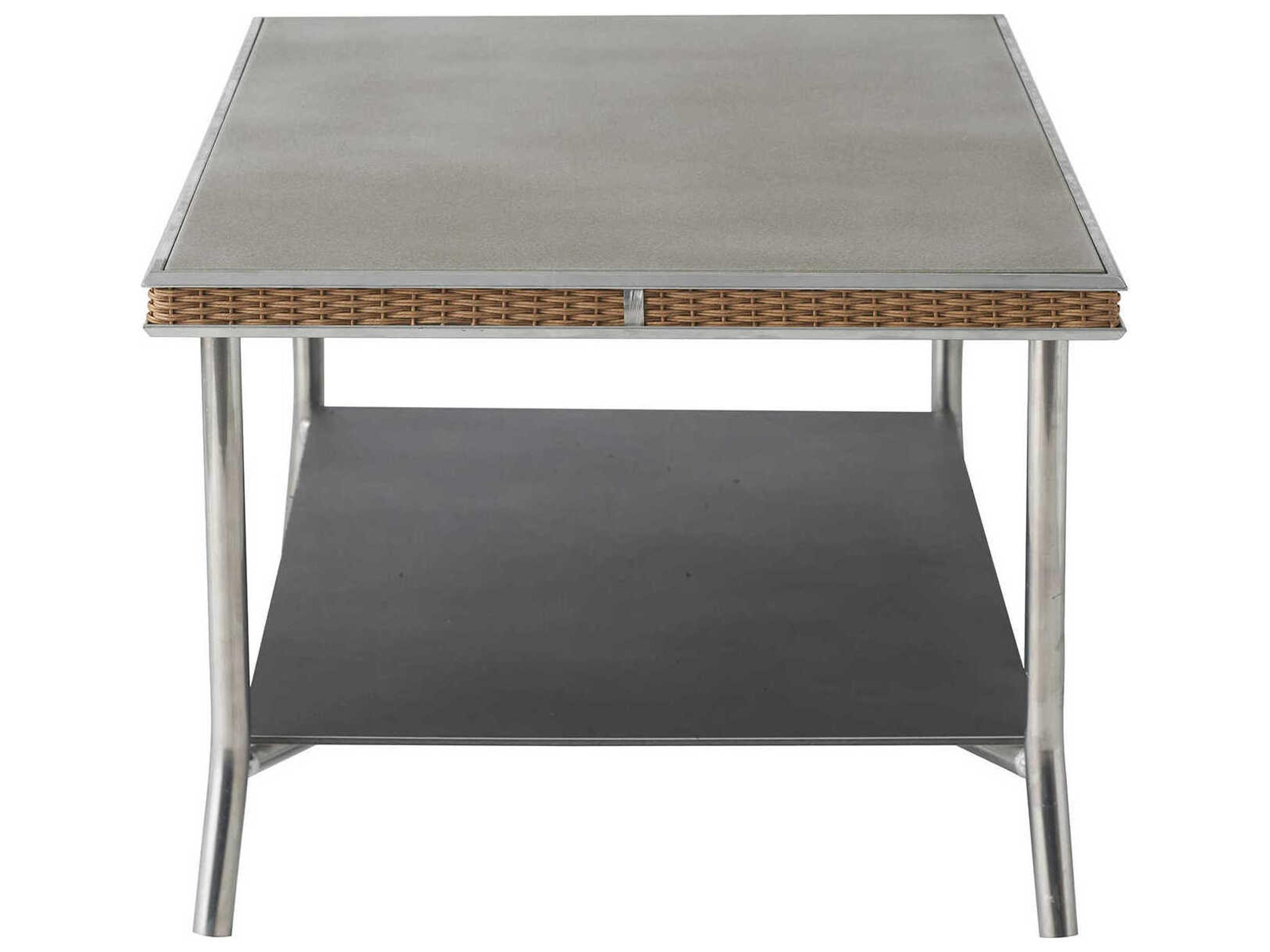 Lloyd Flanders Visions Wicker Rectangular Taupe Glass Top Outdoor Coffee Table