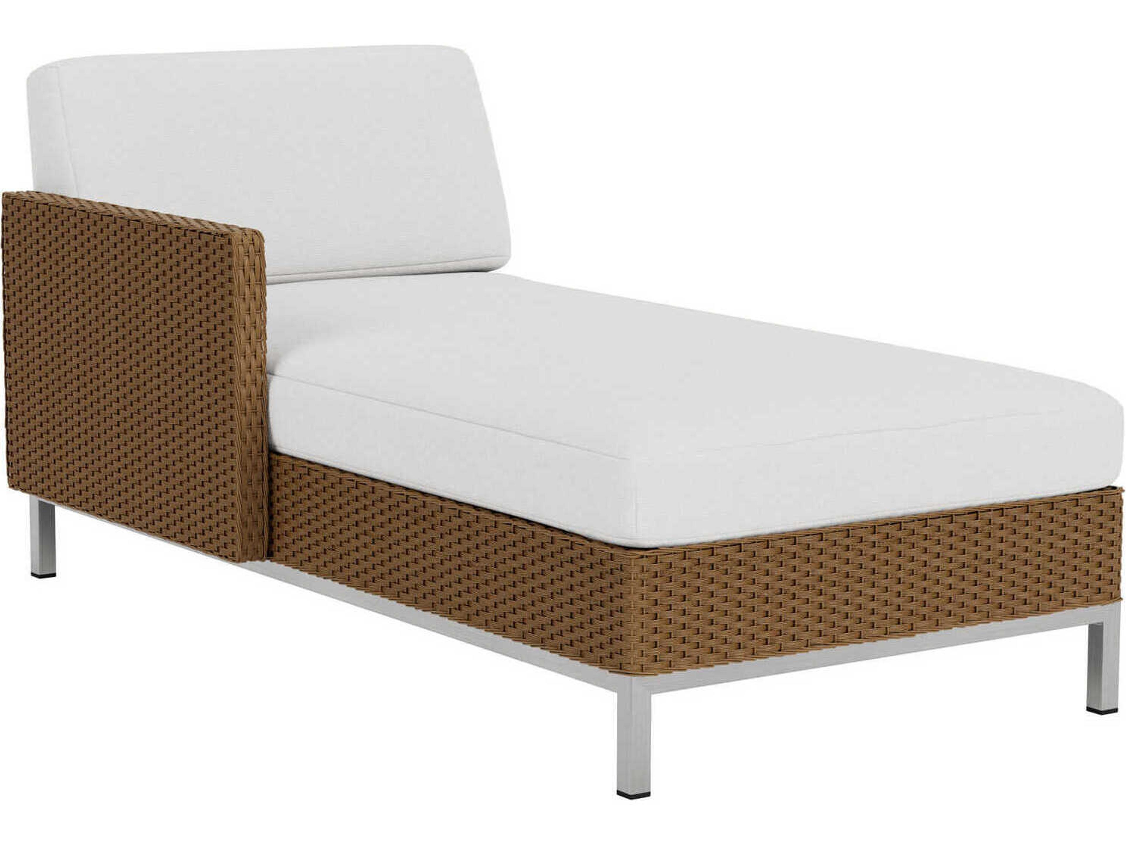 Lloyd Flanders Elements Steel Wicker Right Arm Outdoor Chaise Lounge
