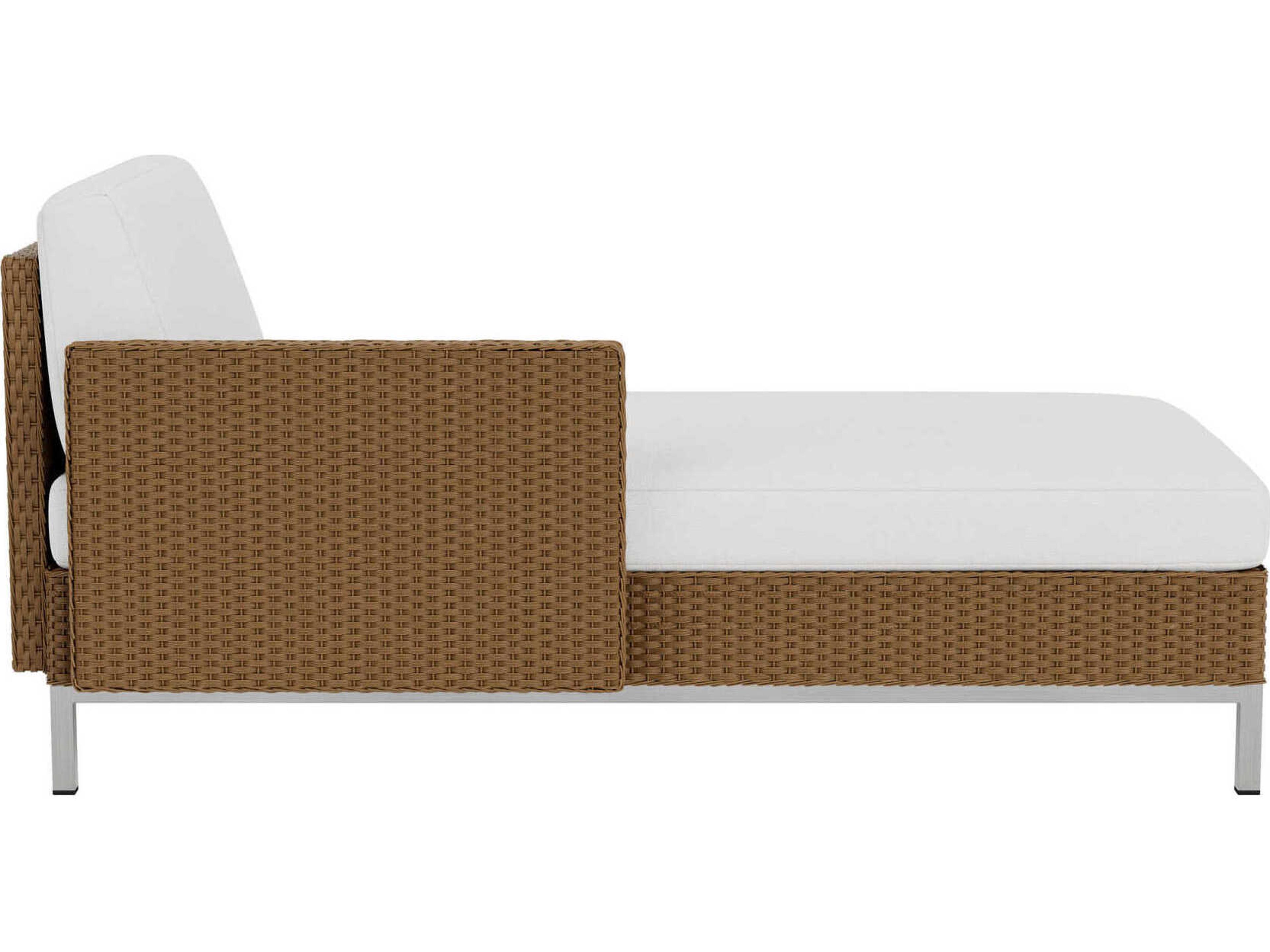 Lloyd Flanders Elements Steel Wicker Right Arm Outdoor Chaise Lounge