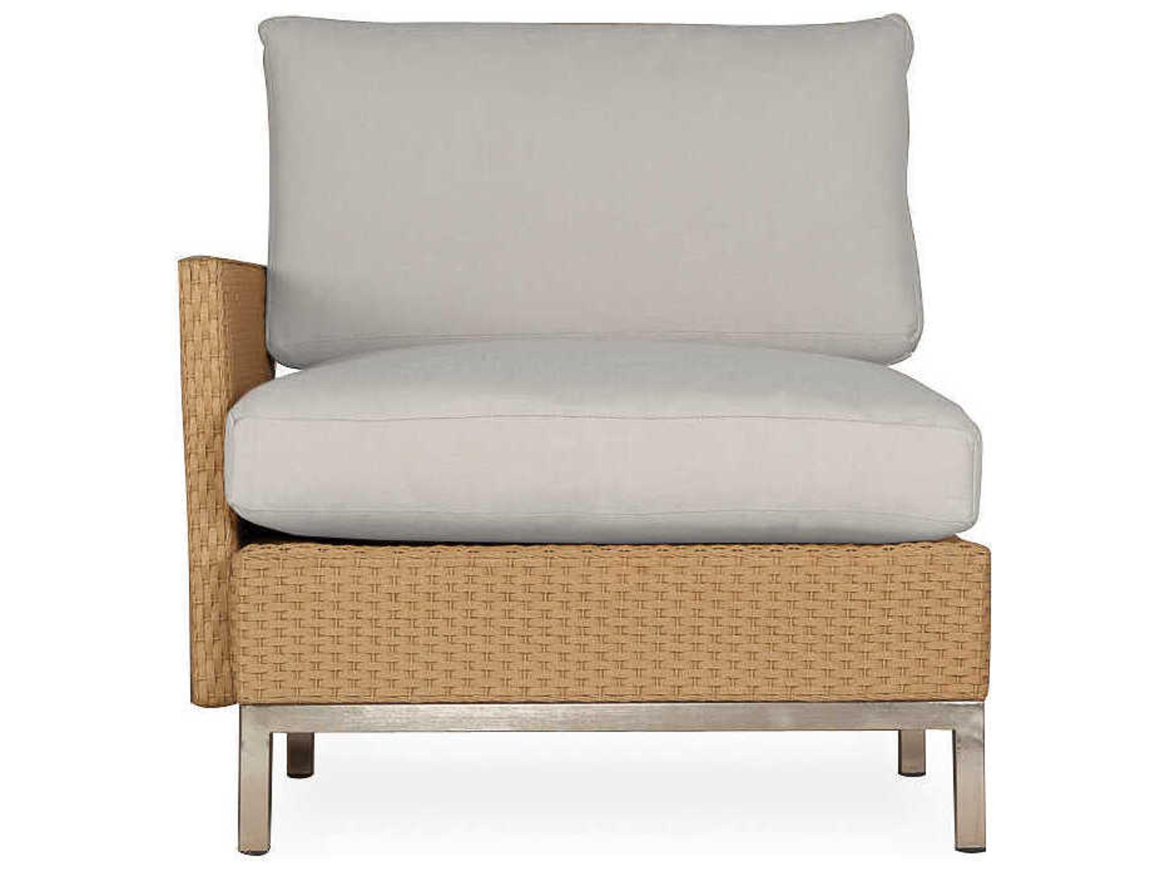 Lloyd Flanders Elements Steel Wicker Right Arm Outdoor Patio Lounge Chair