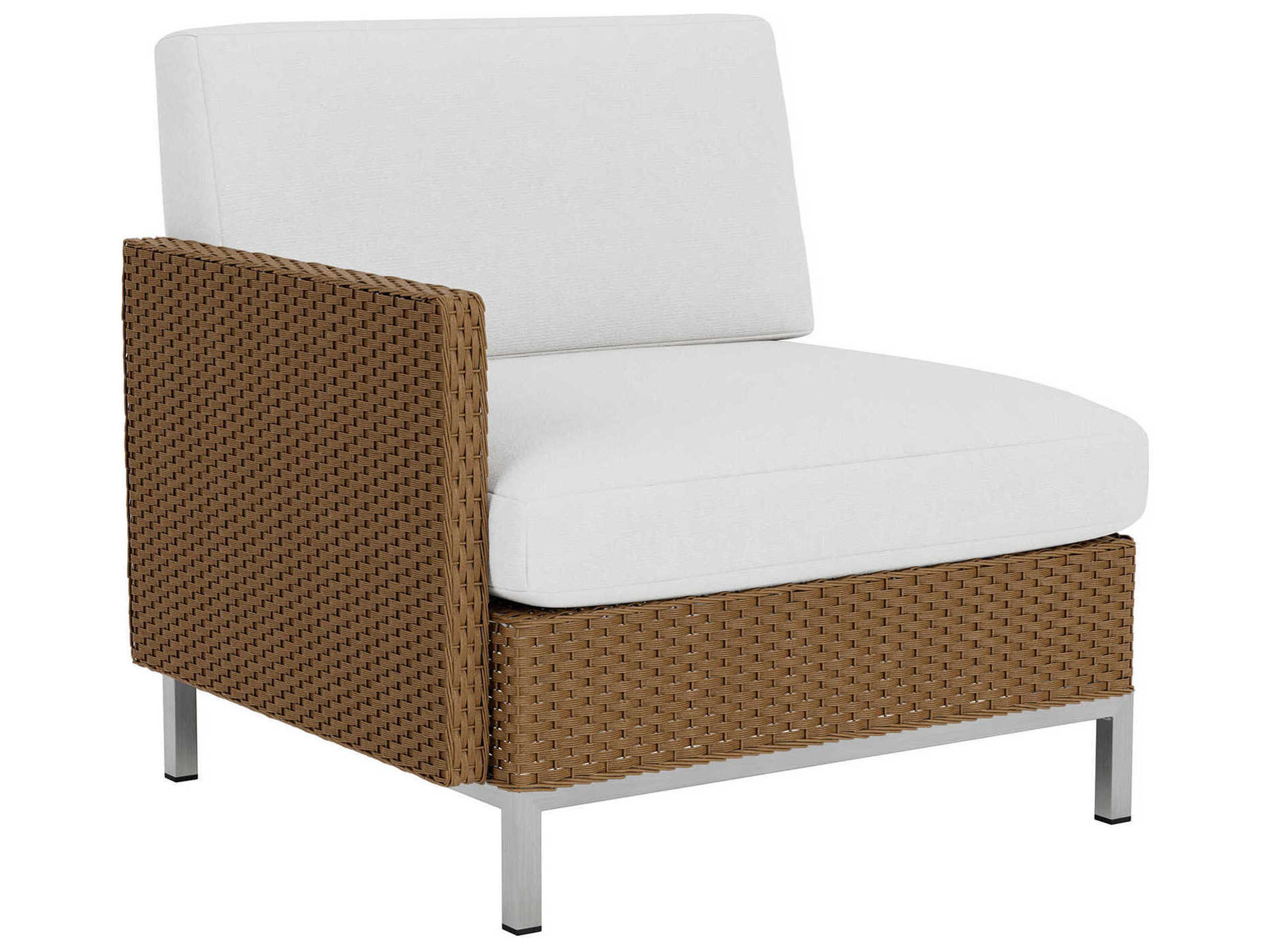 Lloyd Flanders Elements Steel Wicker Right Arm Outdoor Patio Lounge Chair