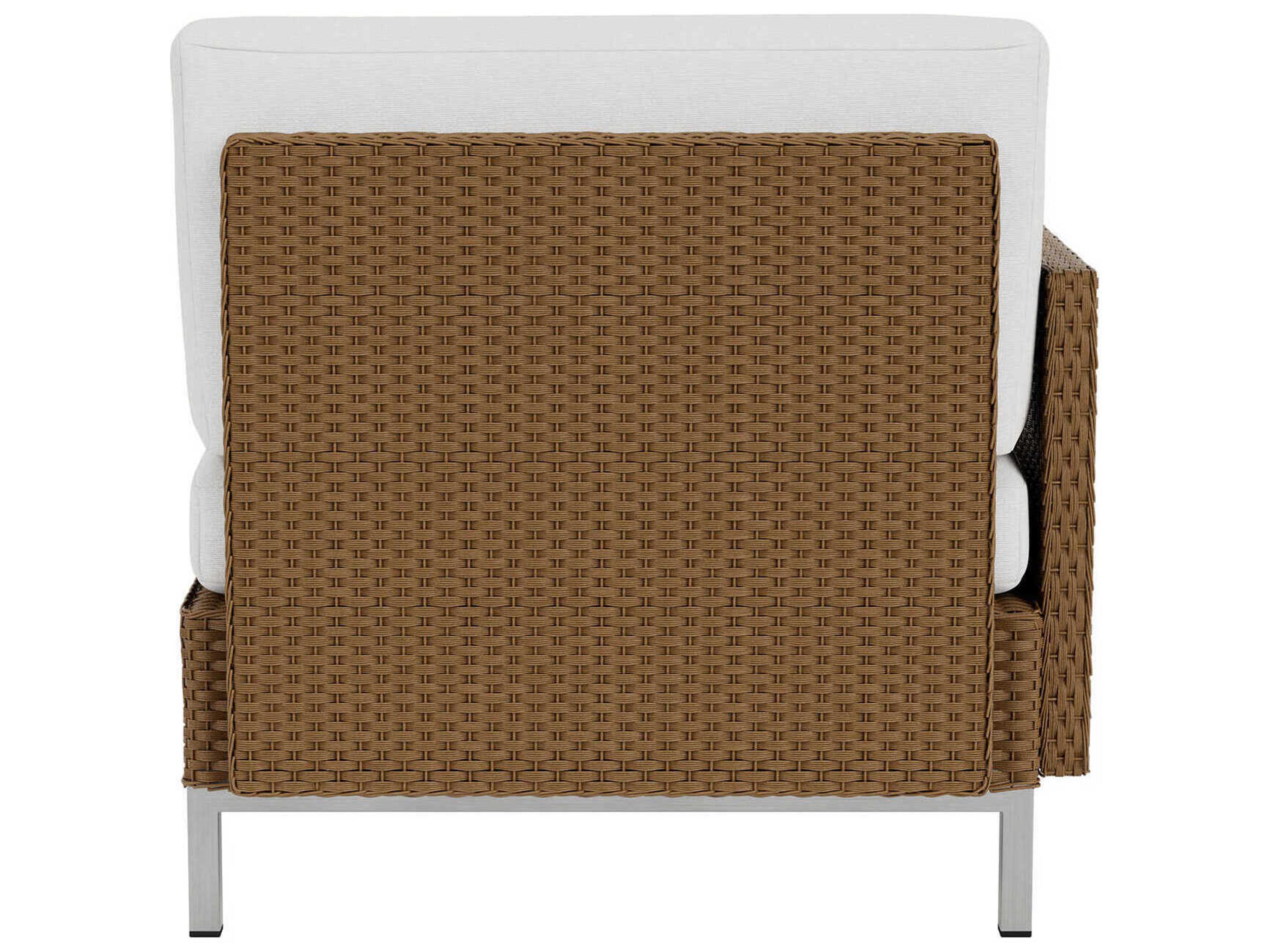 Lloyd Flanders Elements Steel Wicker Right Arm Outdoor Patio Lounge Chair