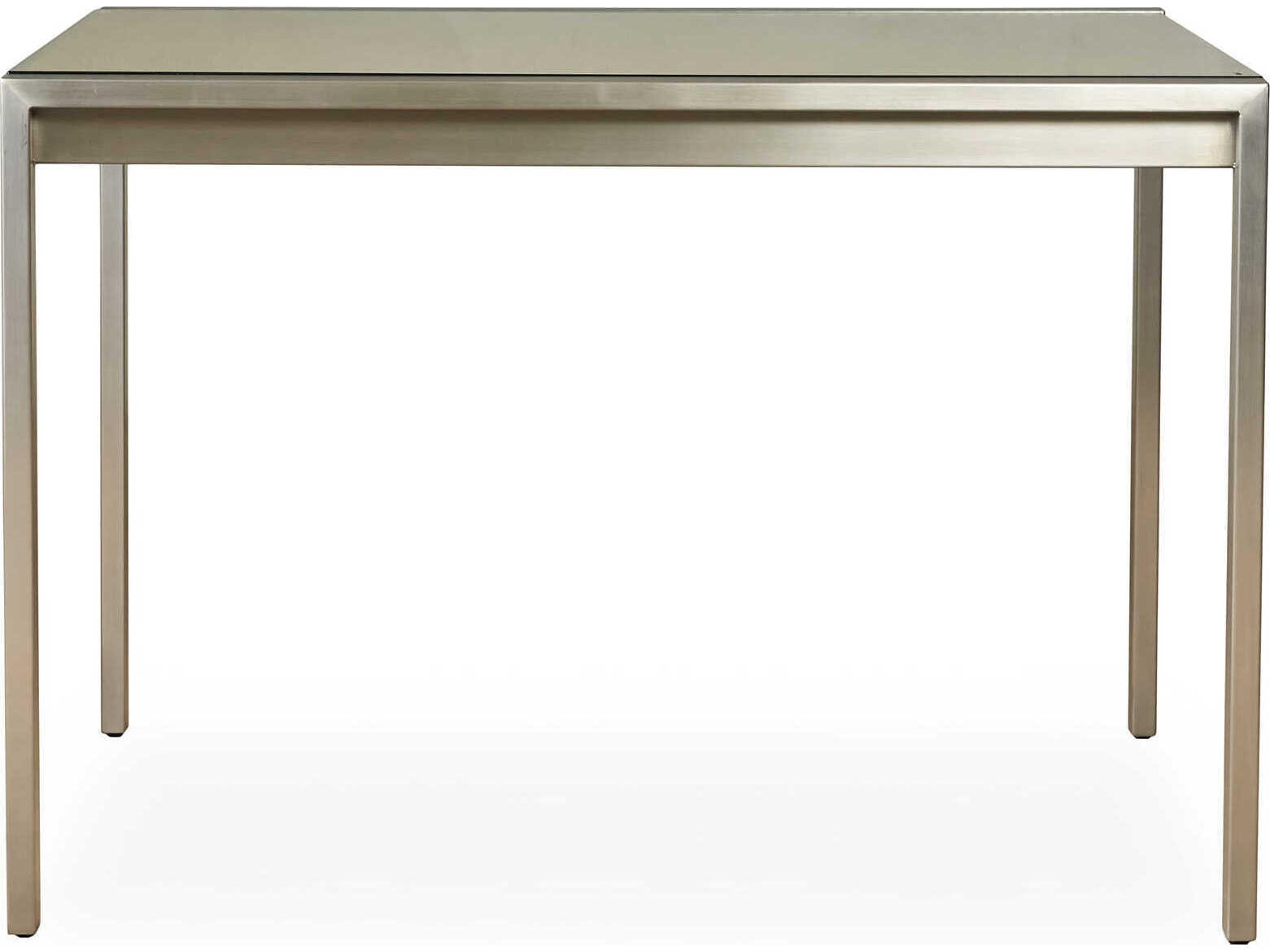 Lloyd Flanders Elements Steel Wicker Square Lay-On Glass Top Outdoor Patio Dining Table