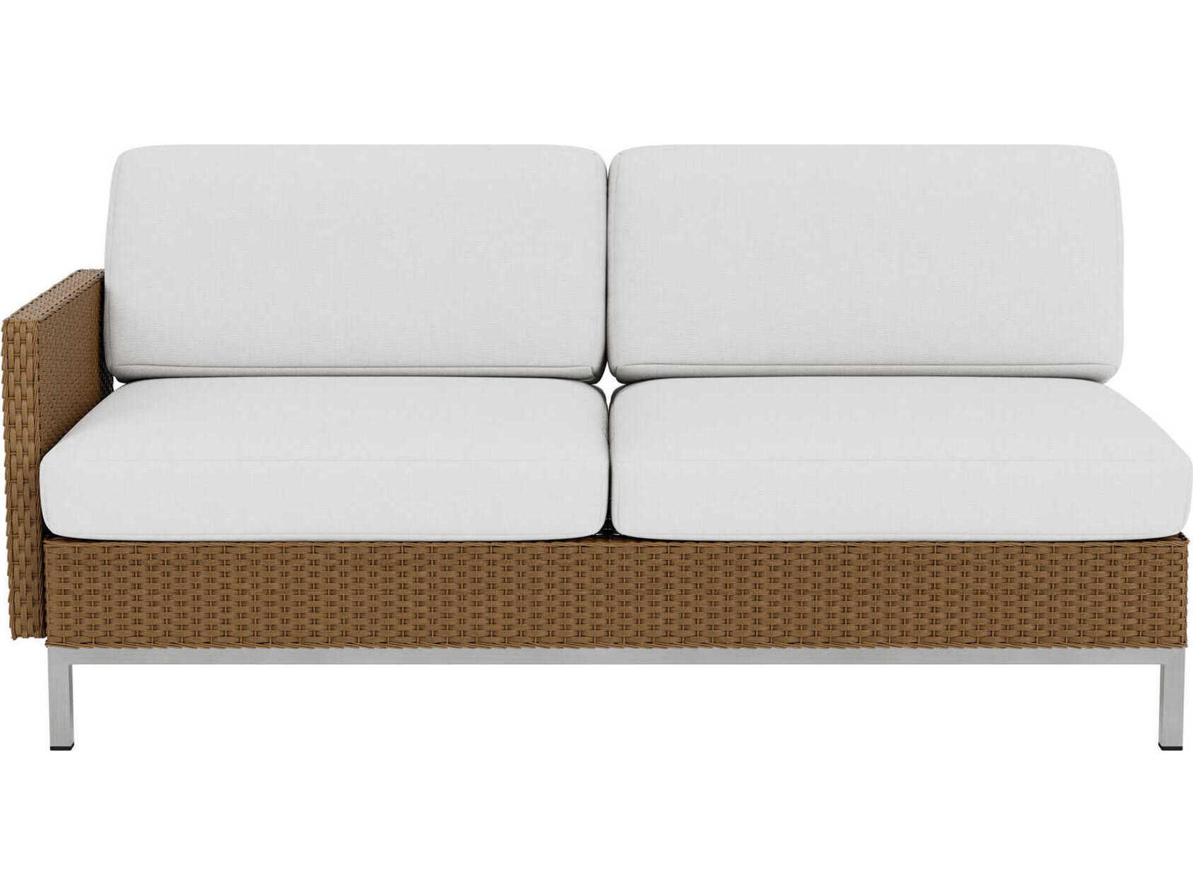 Lloyd Flanders Elements Steel Wicker Right Arm Outdoor Patio Loveseat