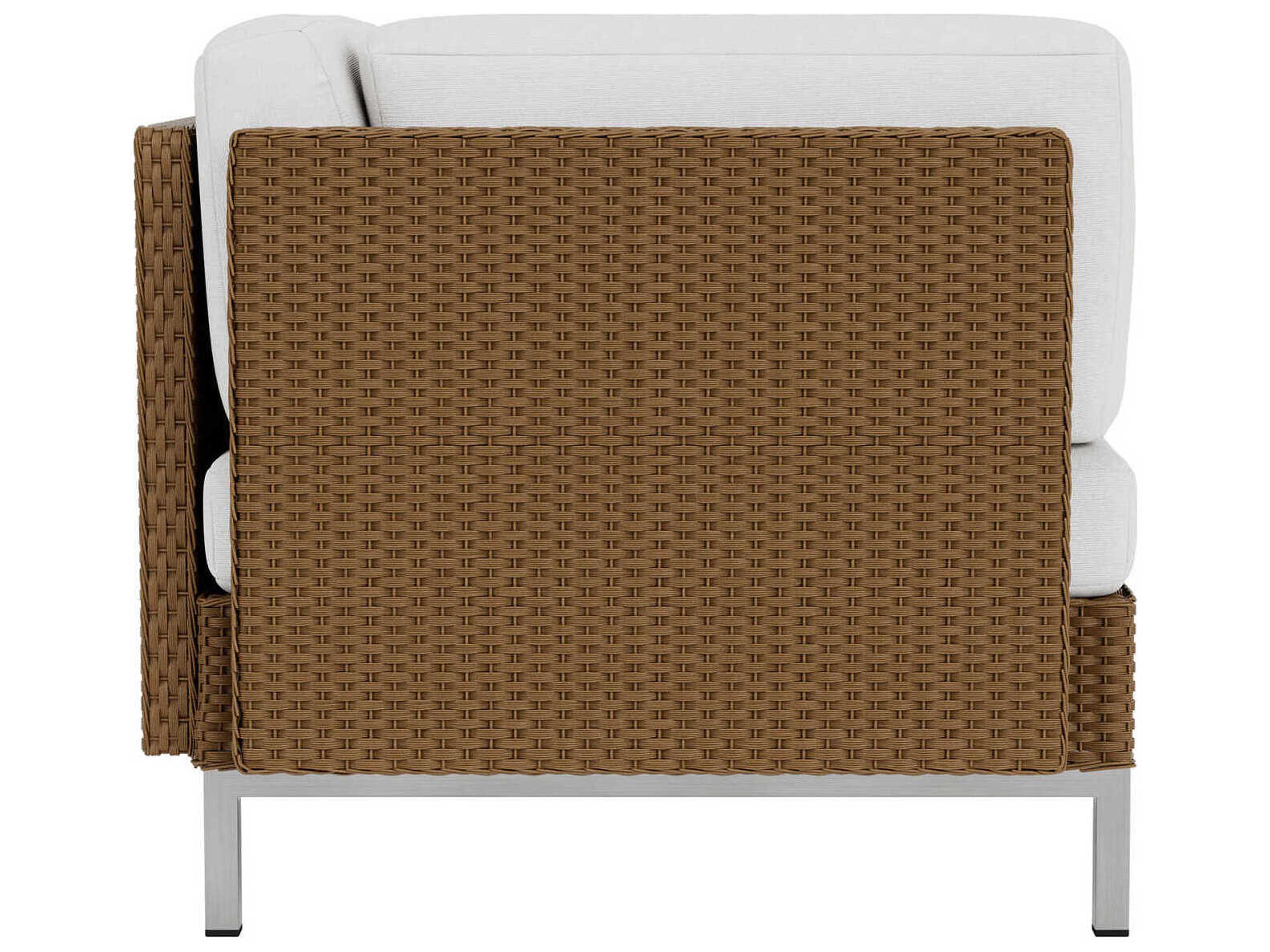 Lloyd Flanders Elements Steel Wicker Corner Outdoor Patio Lounge Chair