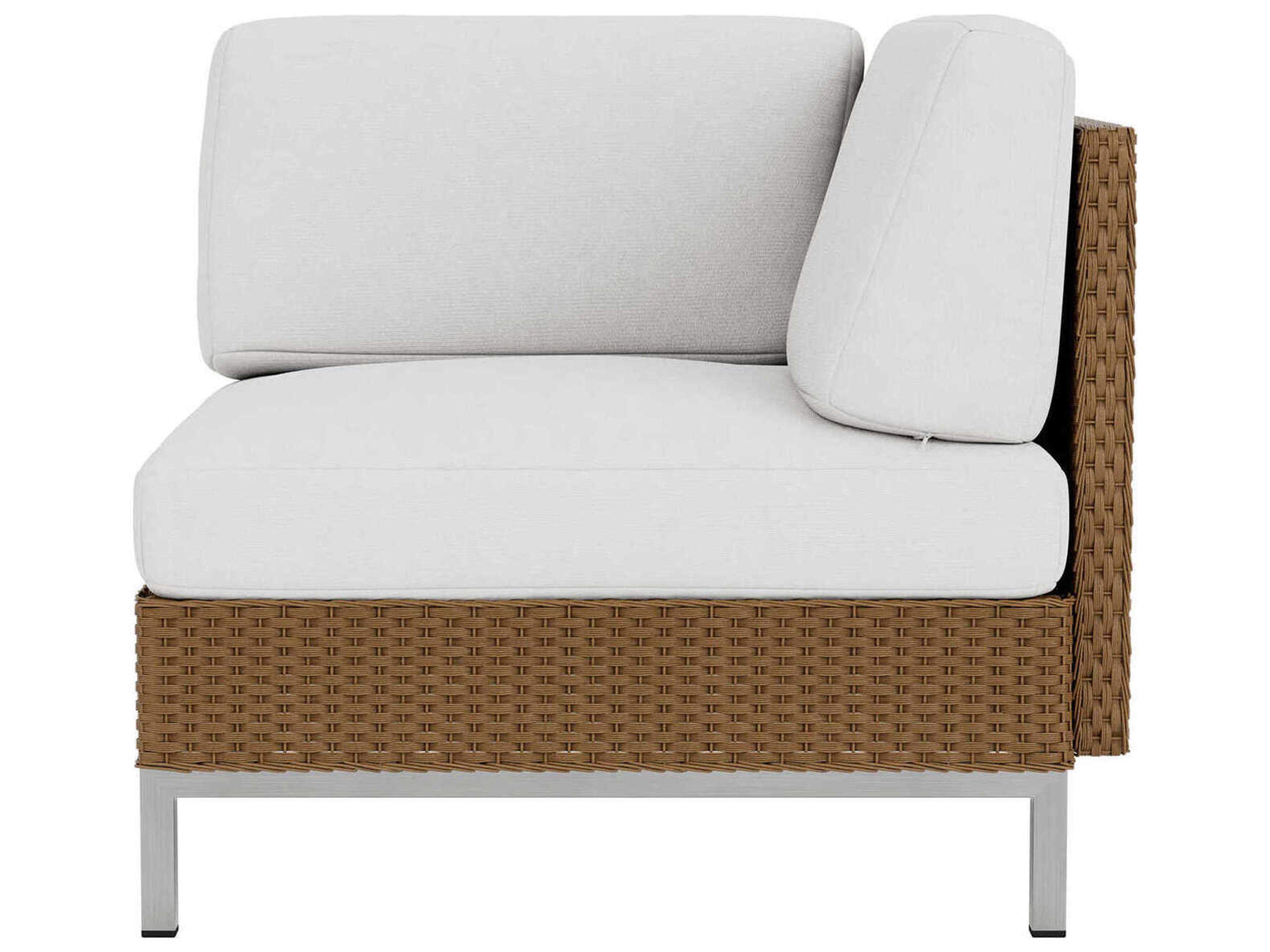 Lloyd Flanders Elements Steel Wicker Corner Outdoor Patio Lounge Chair