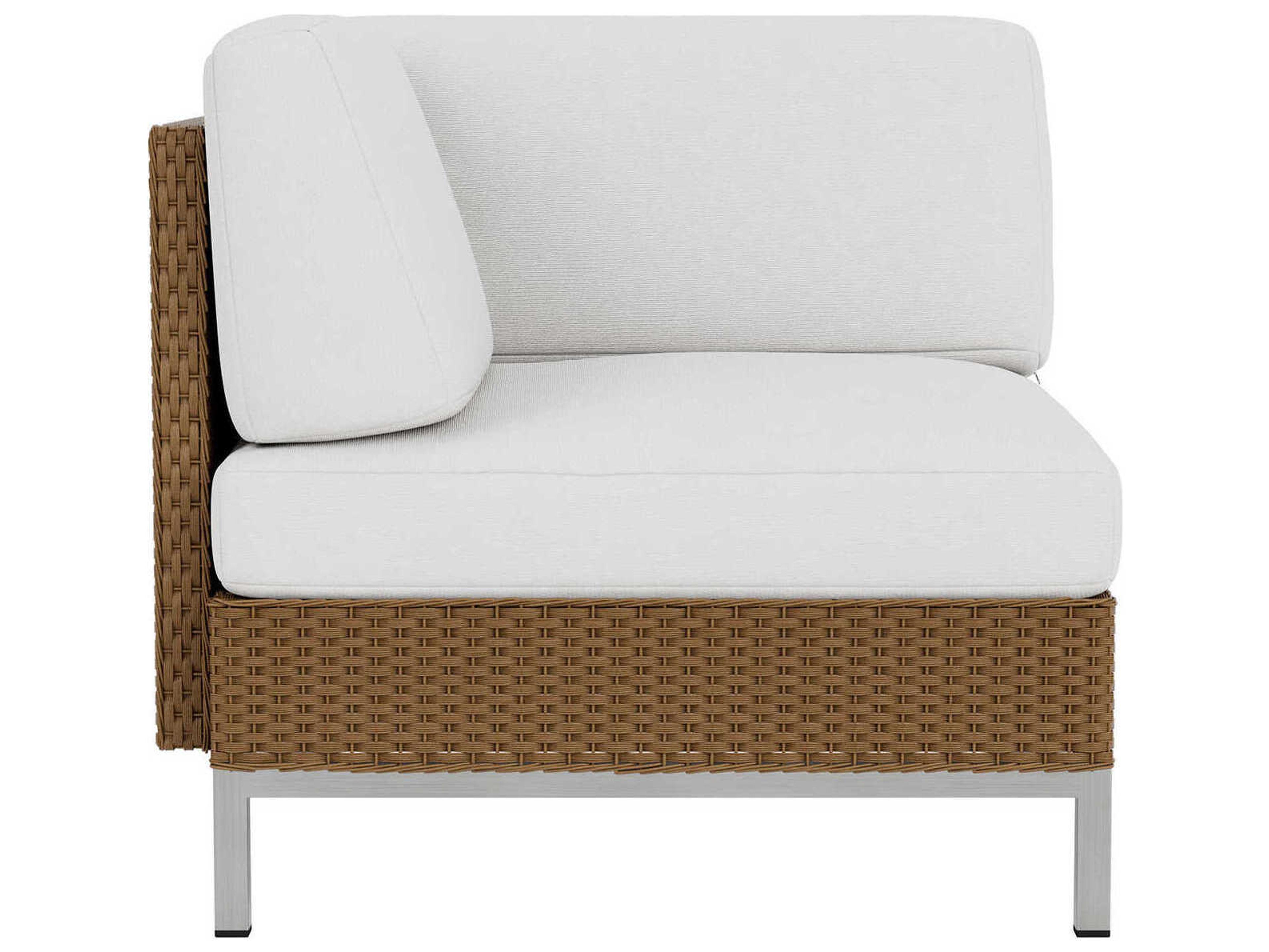 Lloyd Flanders Elements Steel Wicker Corner Outdoor Patio Lounge Chair