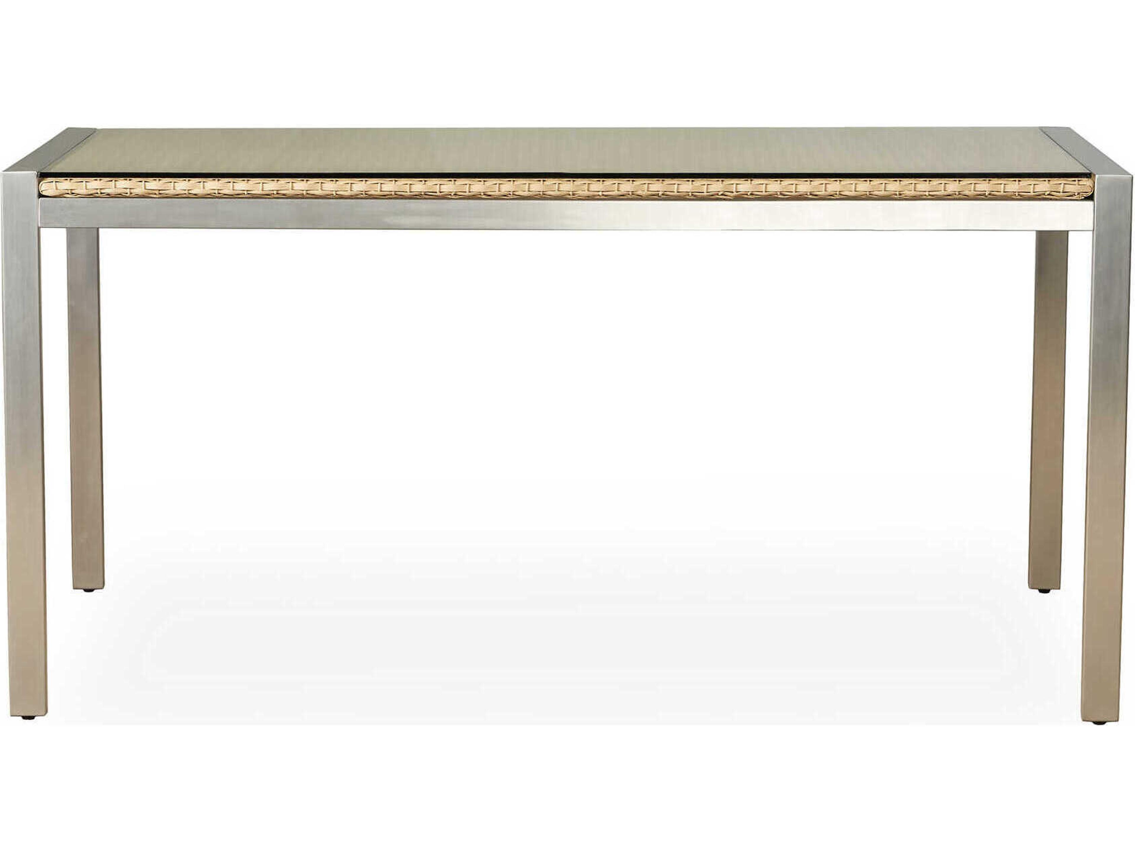 Elements Steel Wicker Rectangular Lay-On Glass Top Patio Dining Table