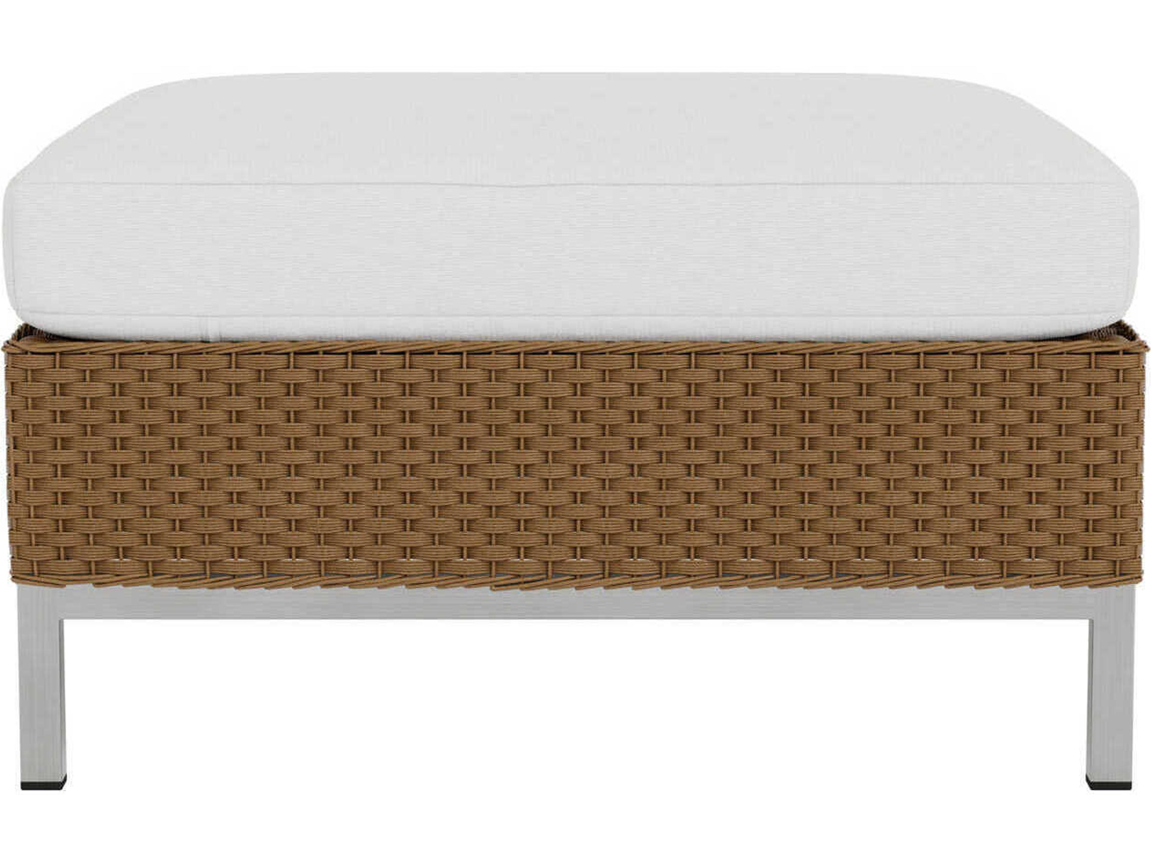 Lloyd Flanders Elements Steel Wicker Patio Ottoman