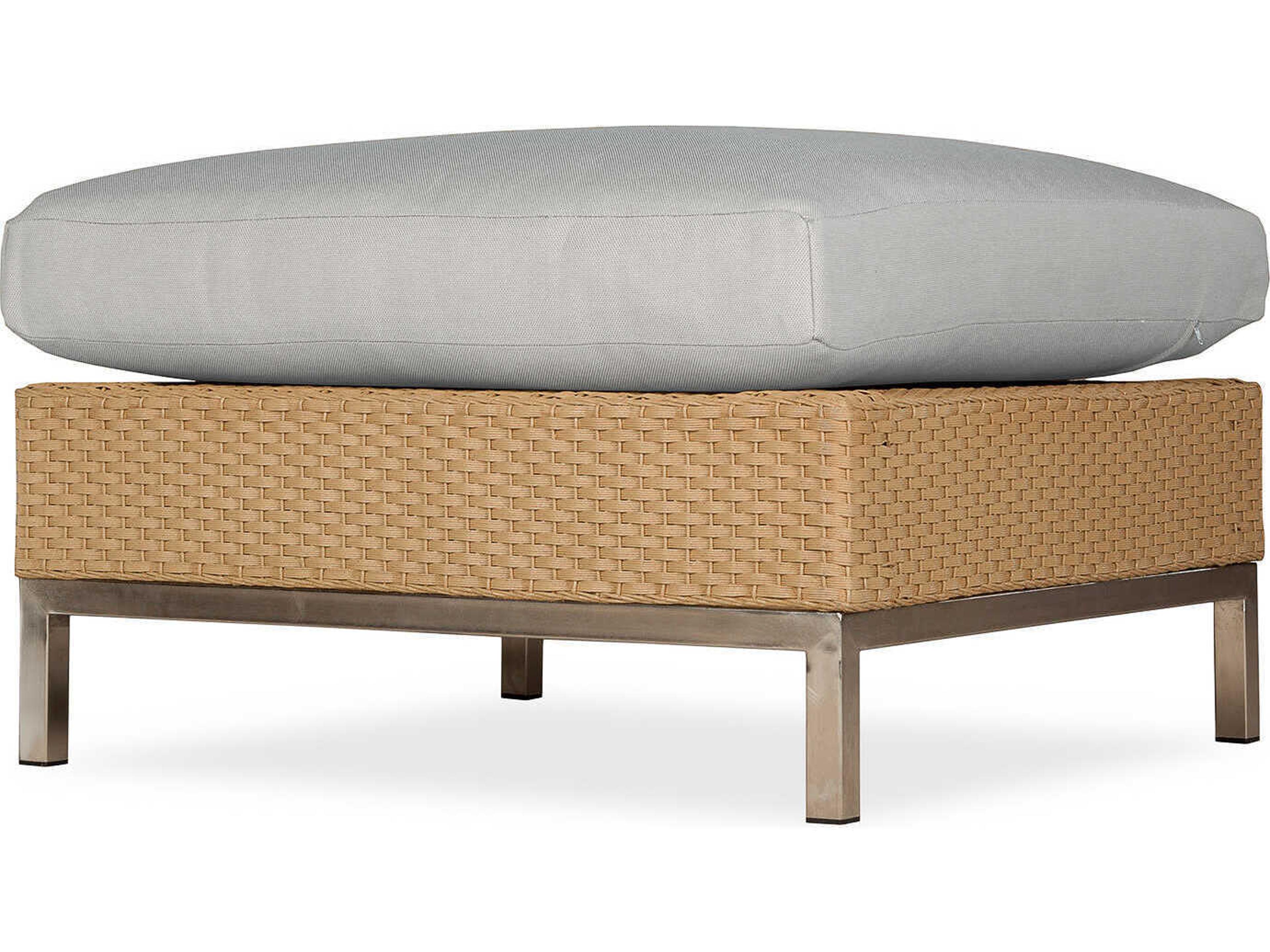 Lloyd Flanders Elements Steel Wicker Patio Ottoman