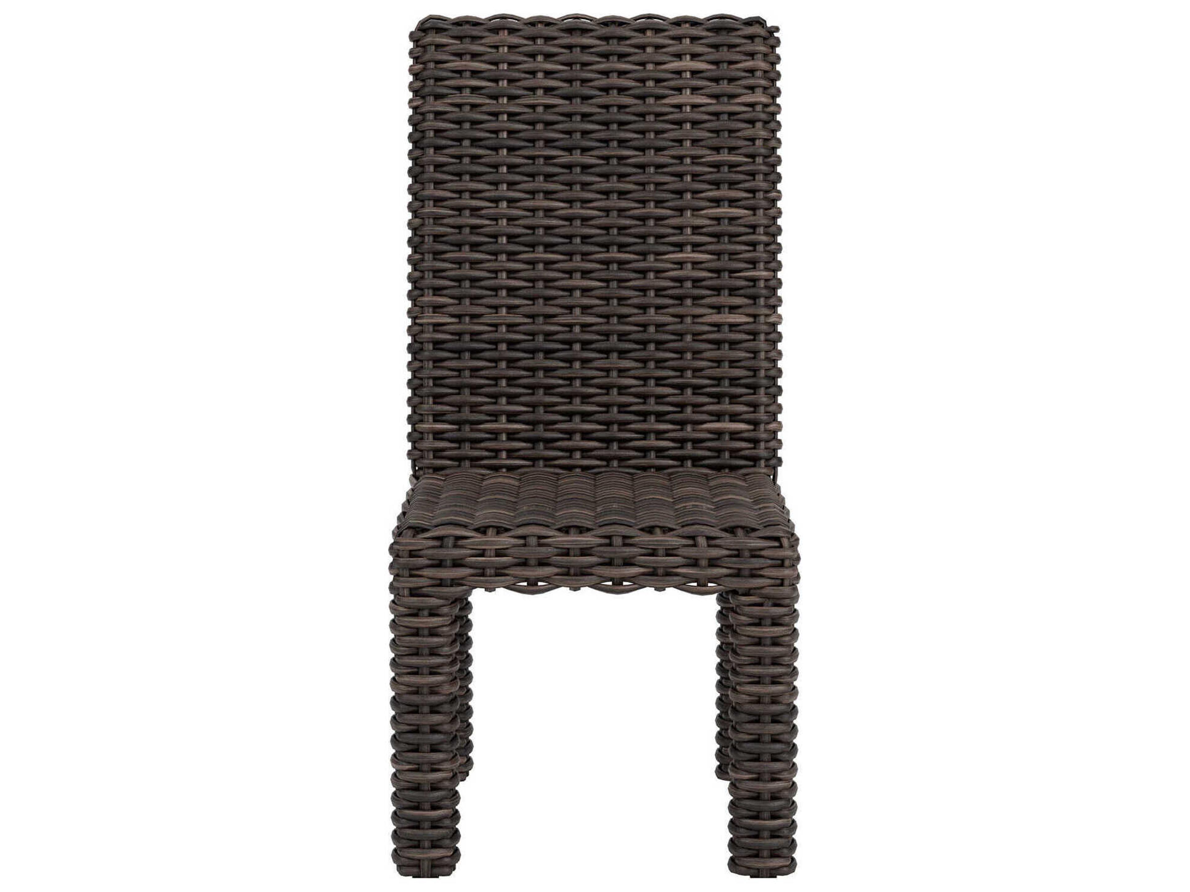 Lloyd Flanders Largo Vintage Oak Wicker Outdoor Patio Dining Side Chair