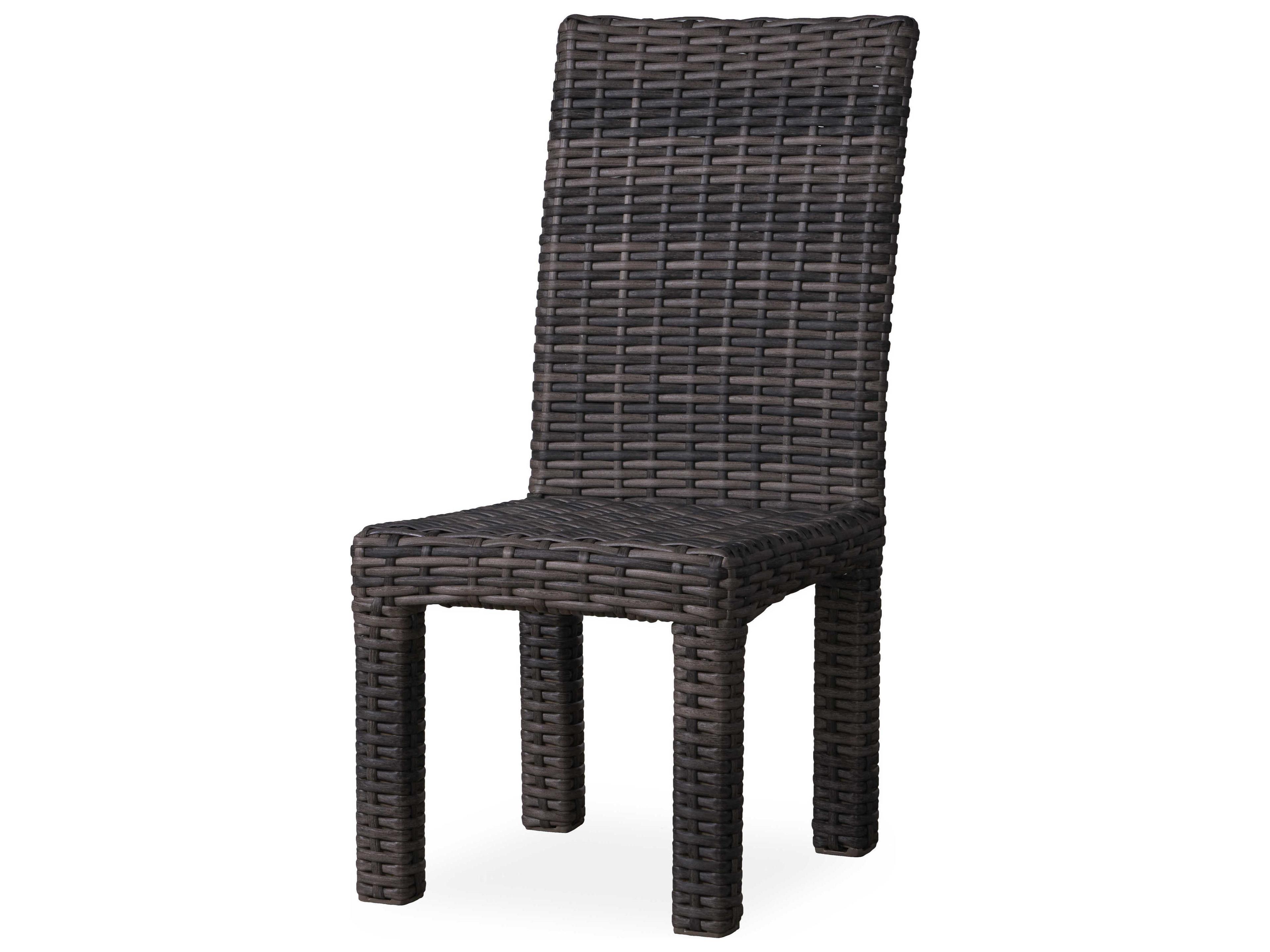 Lloyd Flanders Largo Vintage Oak Wicker Outdoor Patio Dining Side Chair