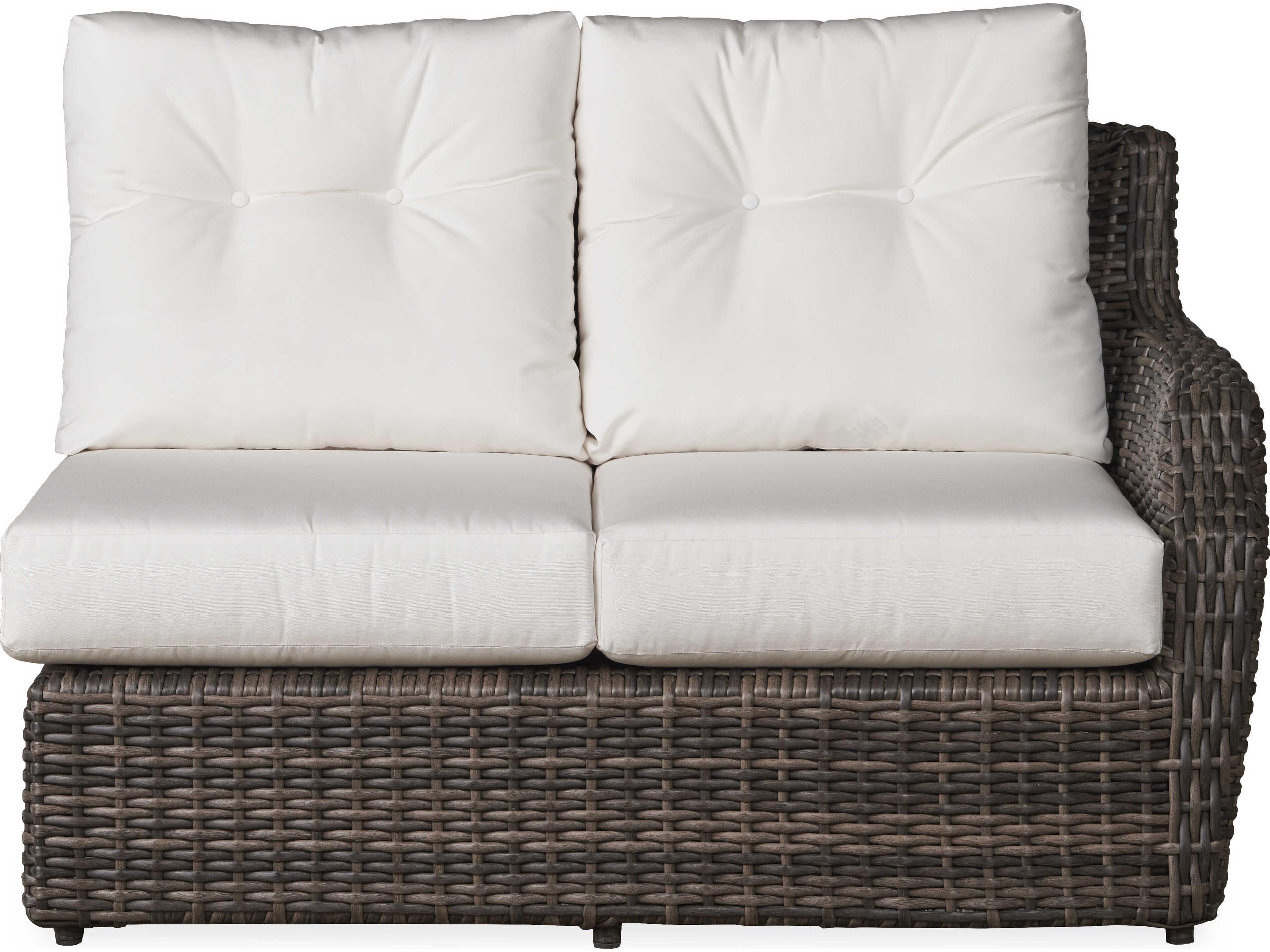 Lloyd Flanders Largo Vintage Oak Wicker Left Arm Outdoor Patio Loveseat