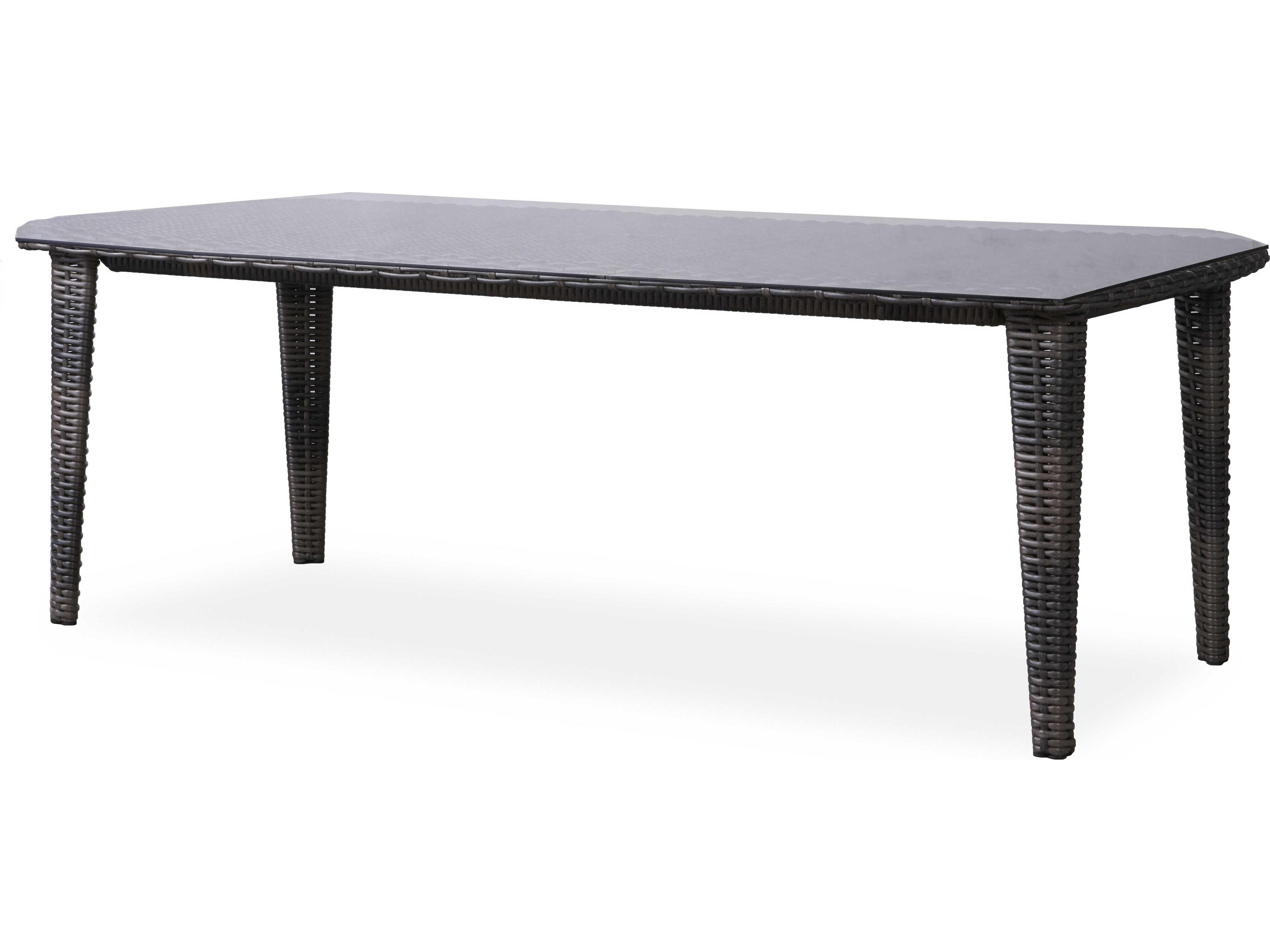 Largo Vintage Oak Wicker Rectangular Outdoor Dining Table with Umbrella Hole