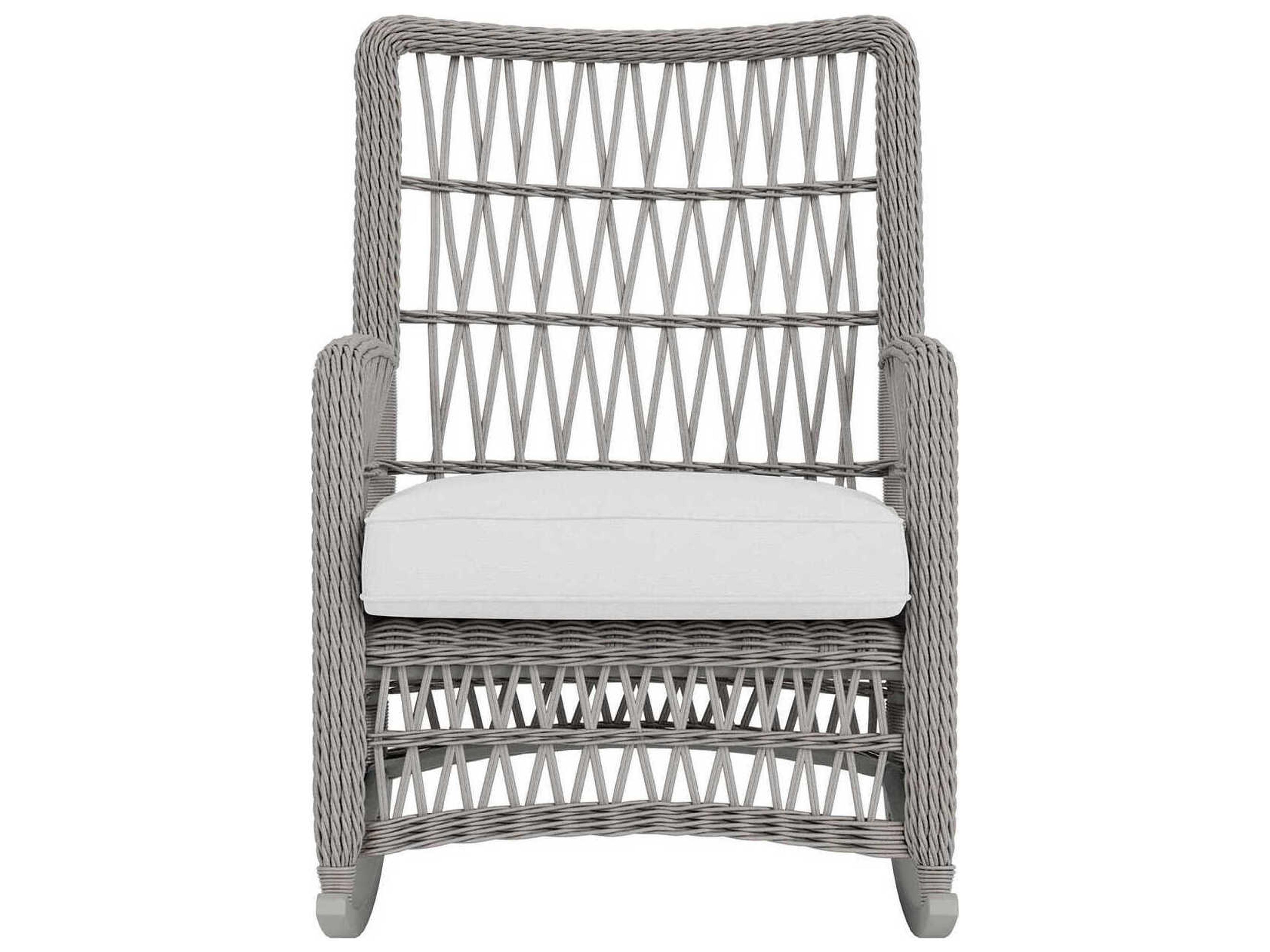 Lloyd Flanders Mackinac Wicker High Back Porch Rocker Outdoor Patio Lounge Chair