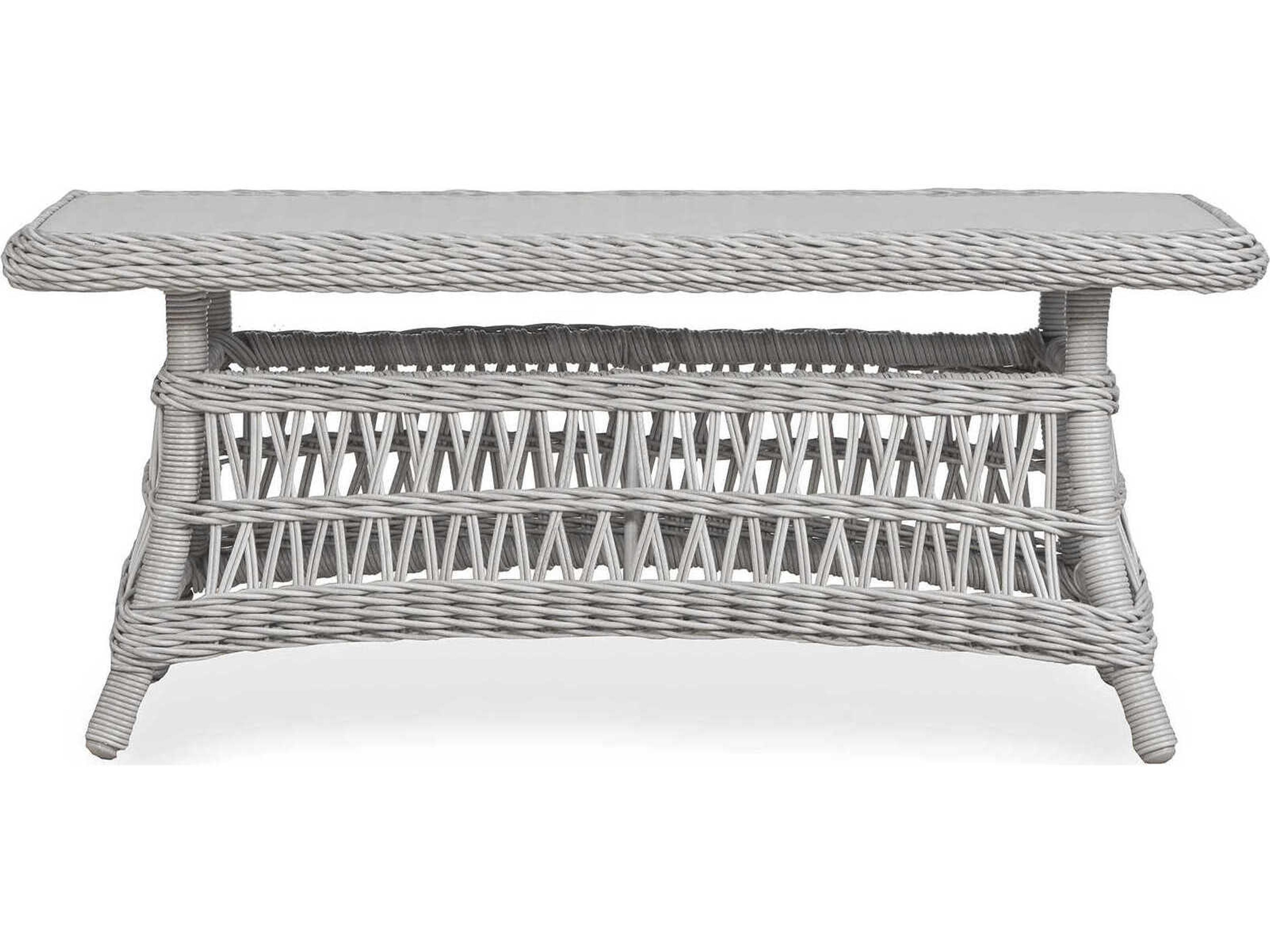 Lloyd Flanders Mackinac Rectangular Lay-On Glass Top Patio Coffee Table