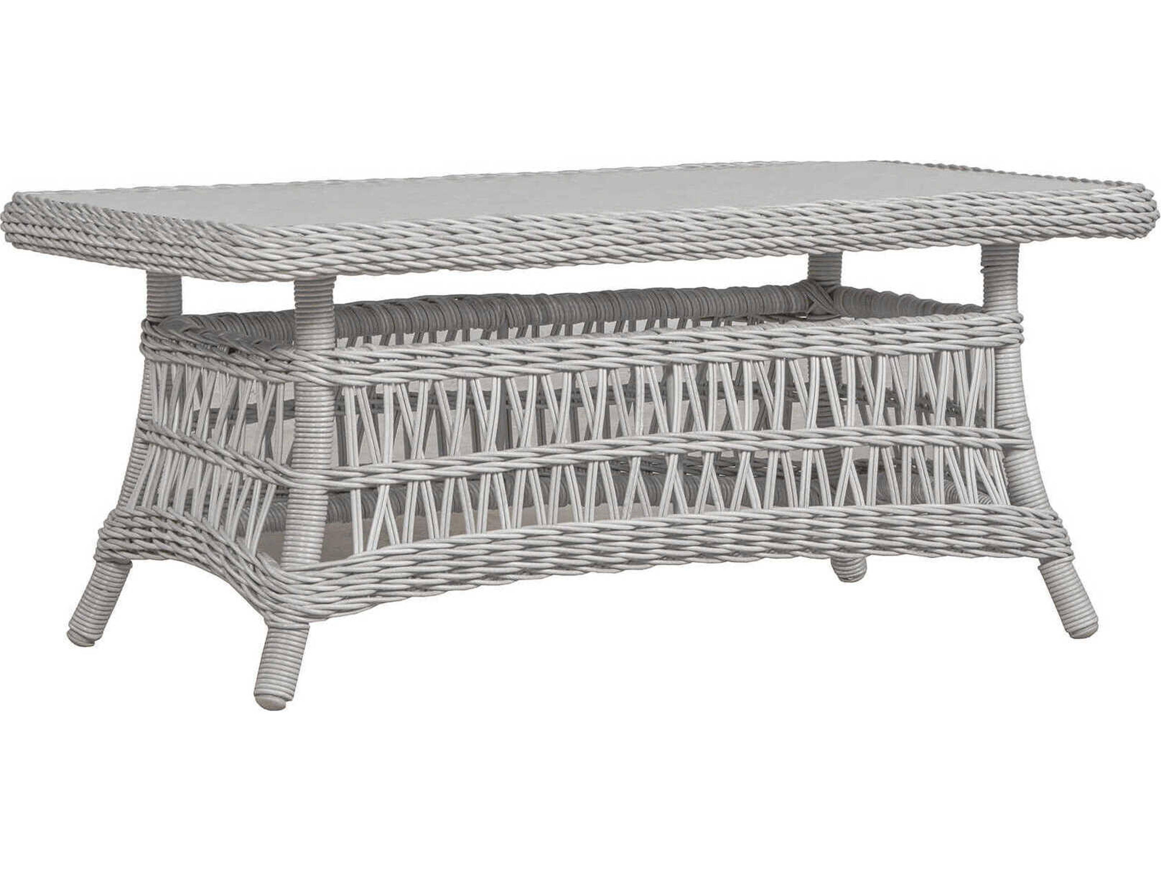 Lloyd Flanders Mackinac Rectangular Lay-On Glass Top Patio Coffee Table