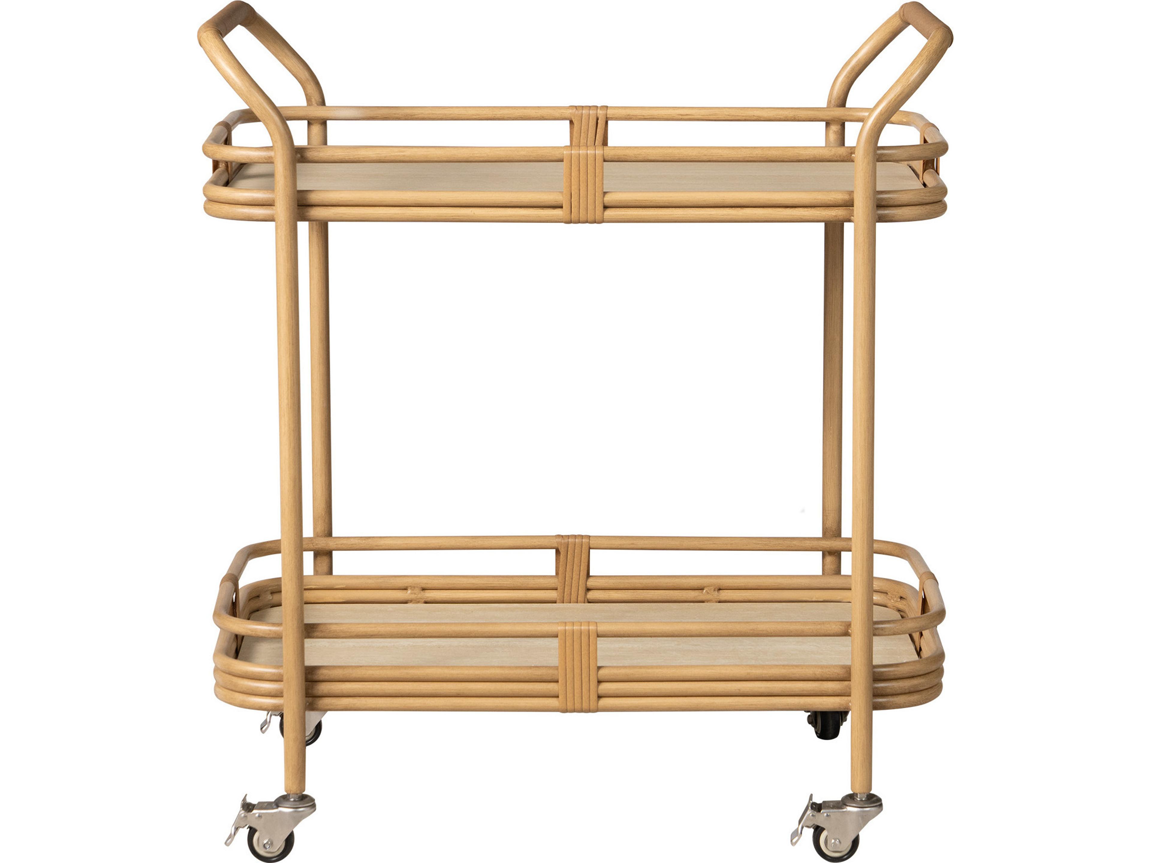 Lloyd Flanders Riviera Bar Cart with Natural Travertine Top