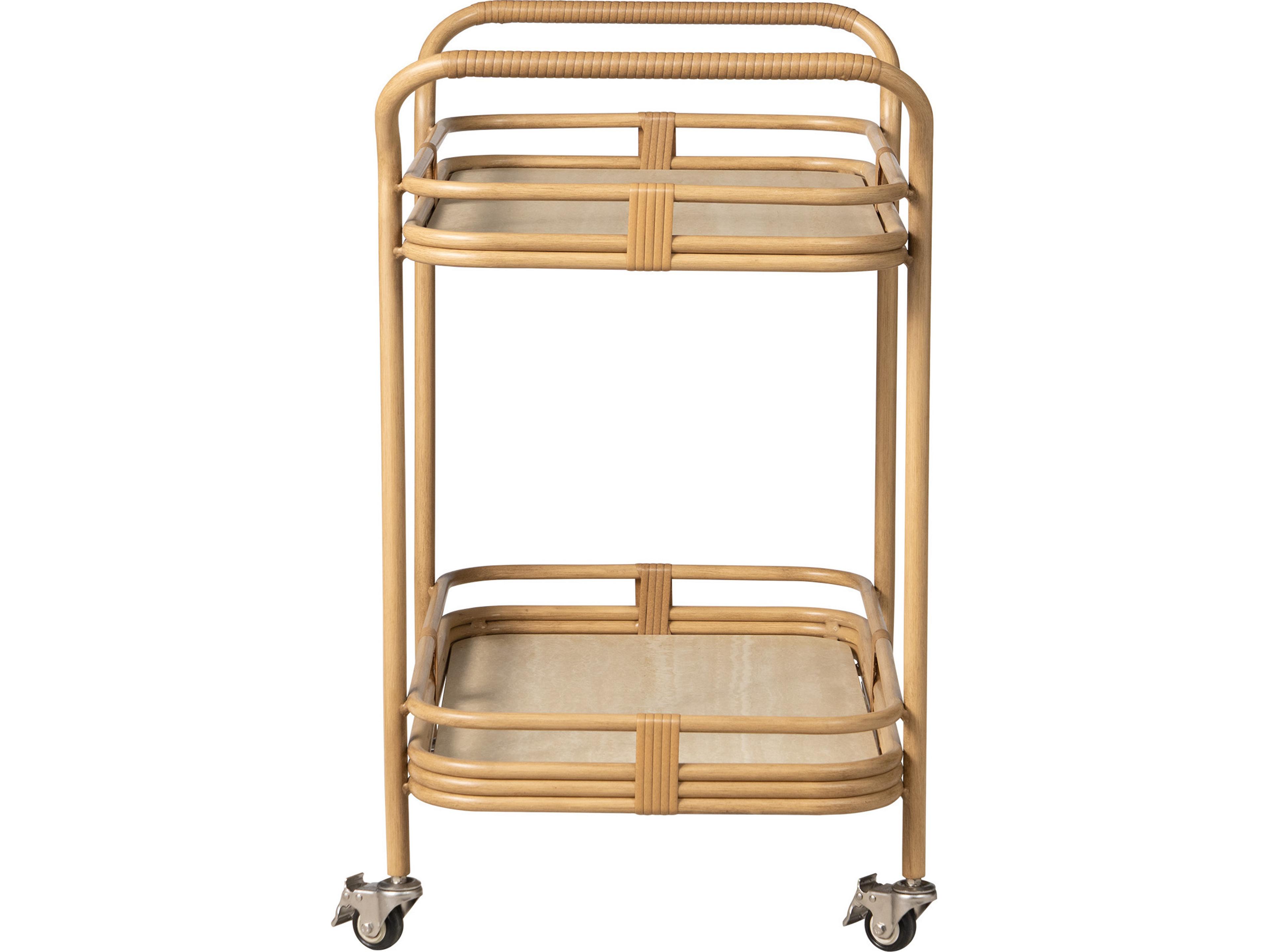 Lloyd Flanders Riviera Bar Cart with Natural Travertine Top