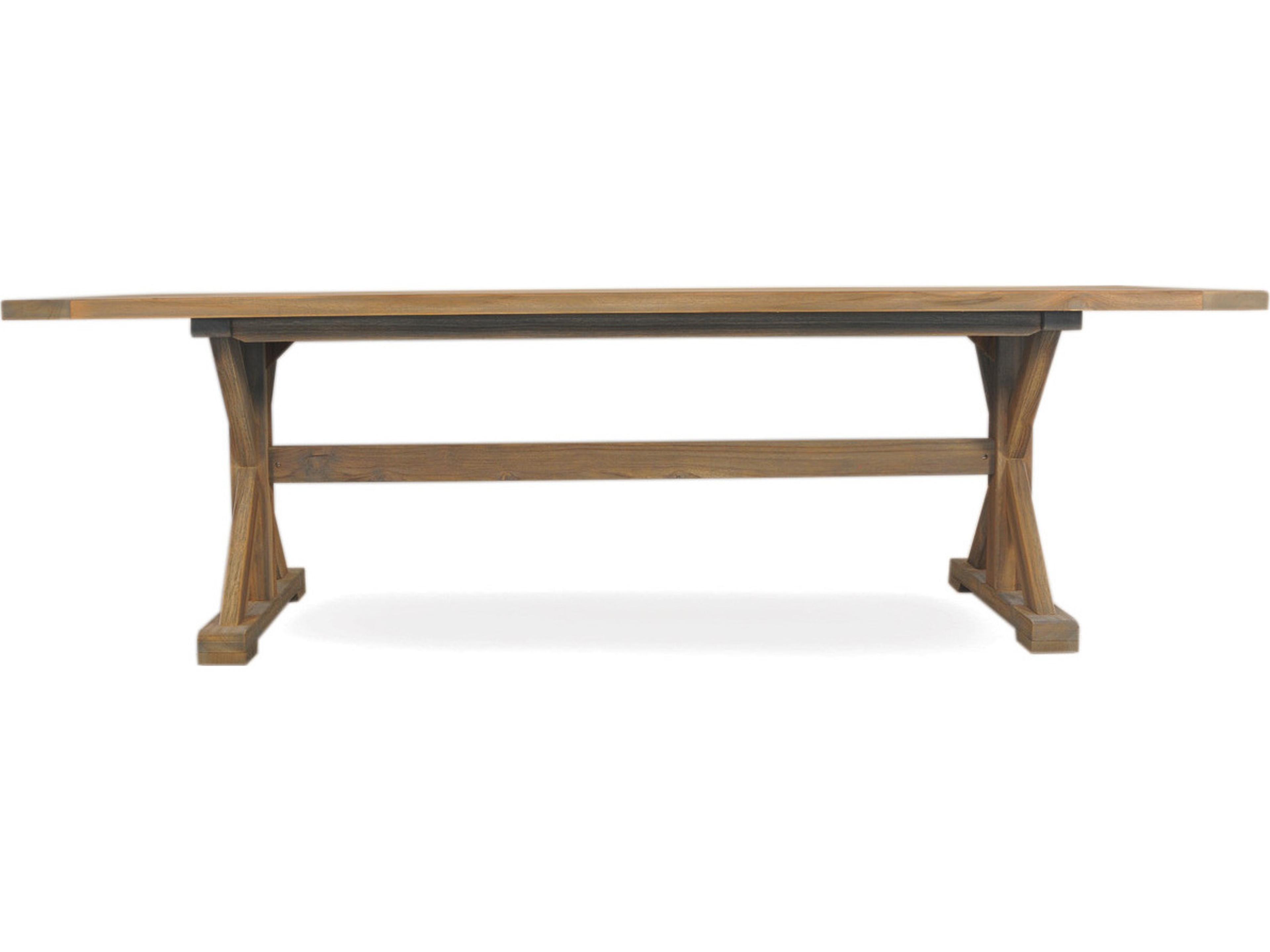 Lloyd Flanders Teak Rectangular X-Base Outdoor Dining Table