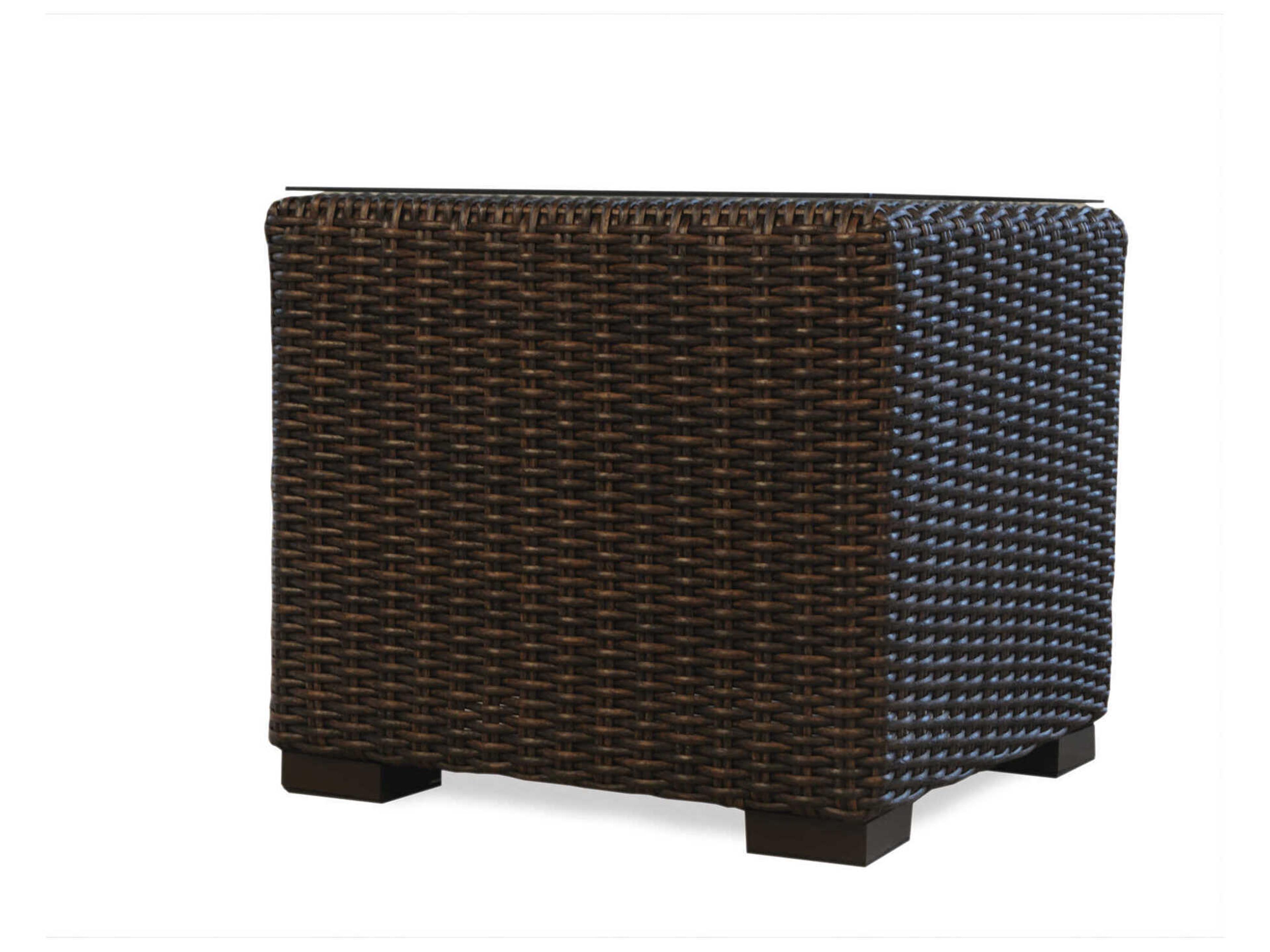 Lloyd Flanders Mesa Wicker Square Glass Top Outdoor End Table