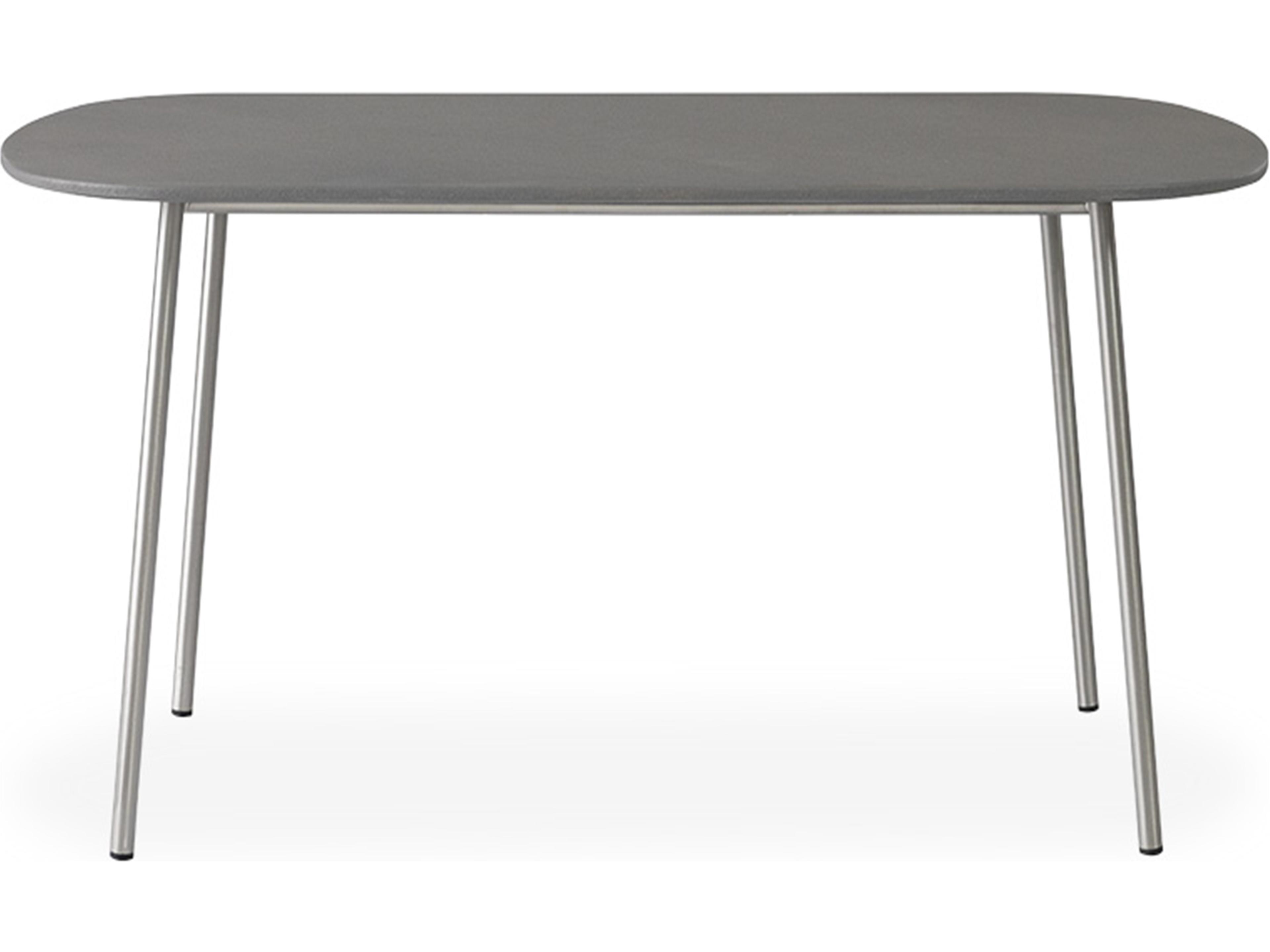Elevation Stainless Steel Oval Light Gray Corian Top Patio Coffee Table