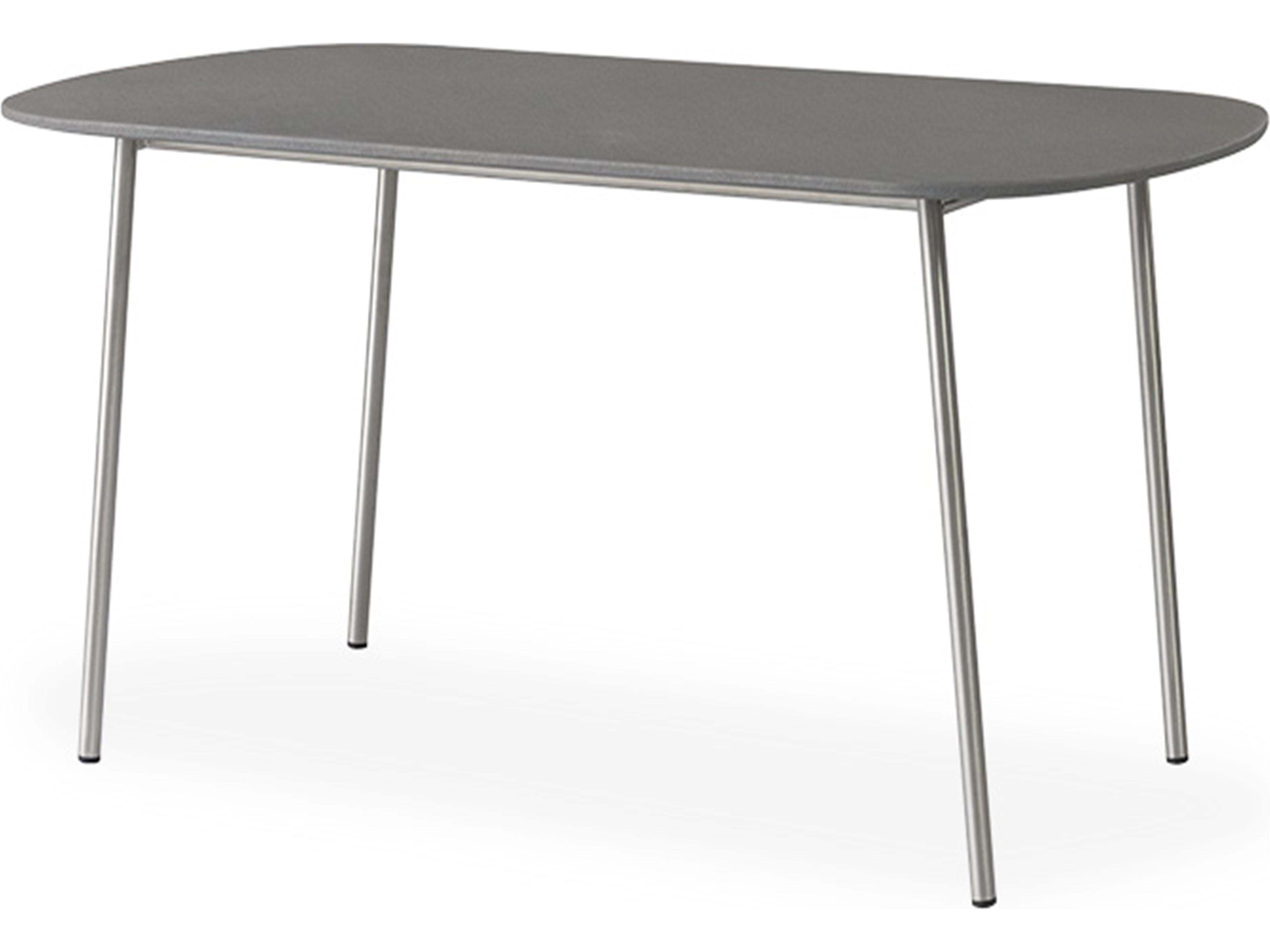 Lloyd Flanders Elevation Stainless Steel Oval Light Gray Corian Top Patio Coffee Table