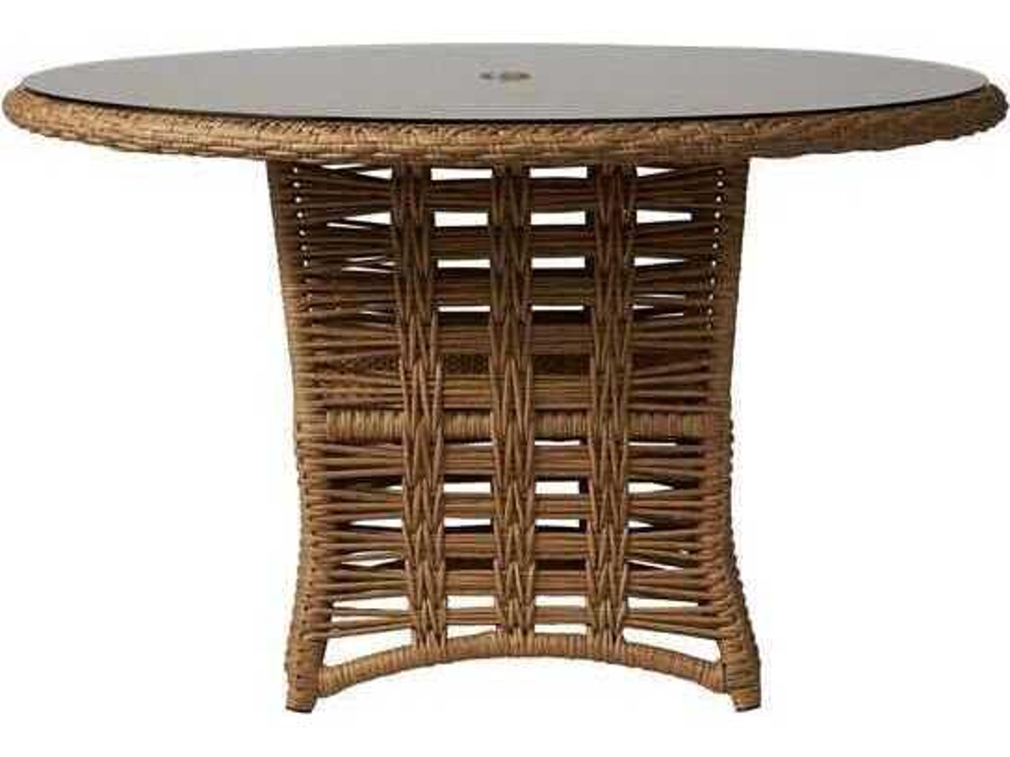 Lloyd Flanders Magnolia Wicker Round Patio Dining Table with Umbrella Hole