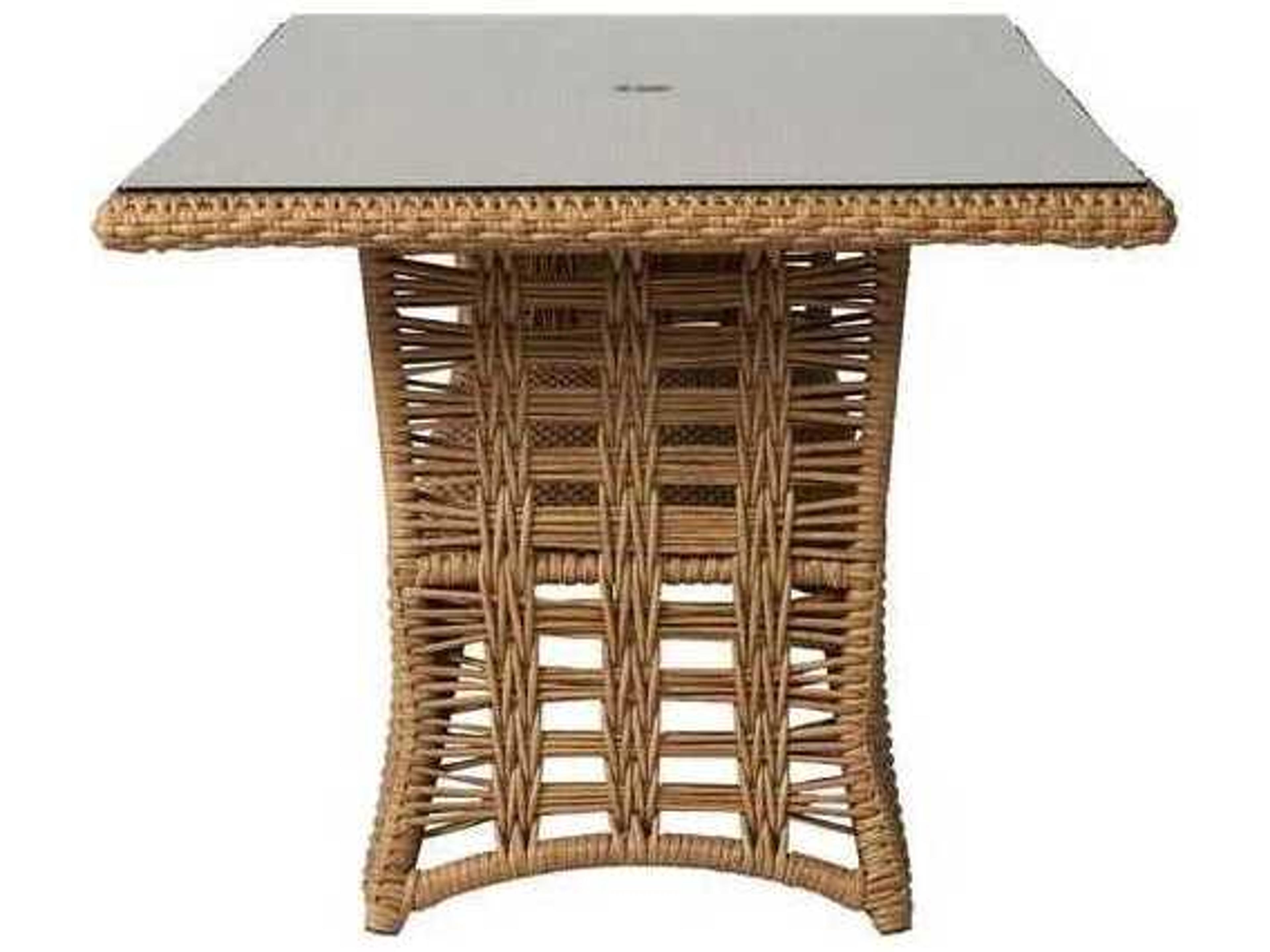 Lloyd Flanders Magnolia Wicker Rectangular Outdoor Dining Table with Umbrella Hole