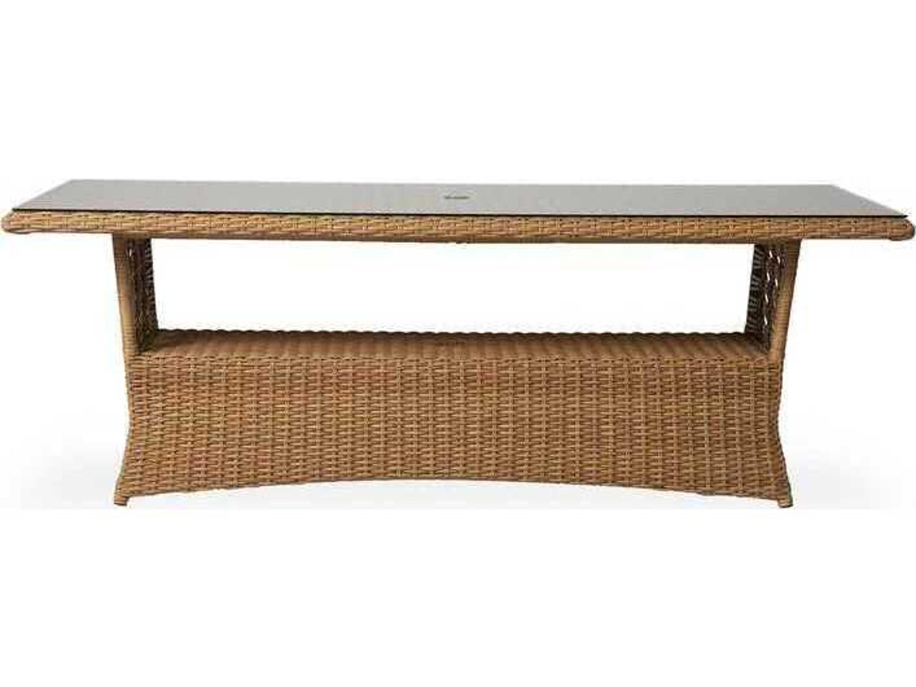 Lloyd Flanders Magnolia Wicker Rectangular Outdoor Dining Table with Umbrella Hole