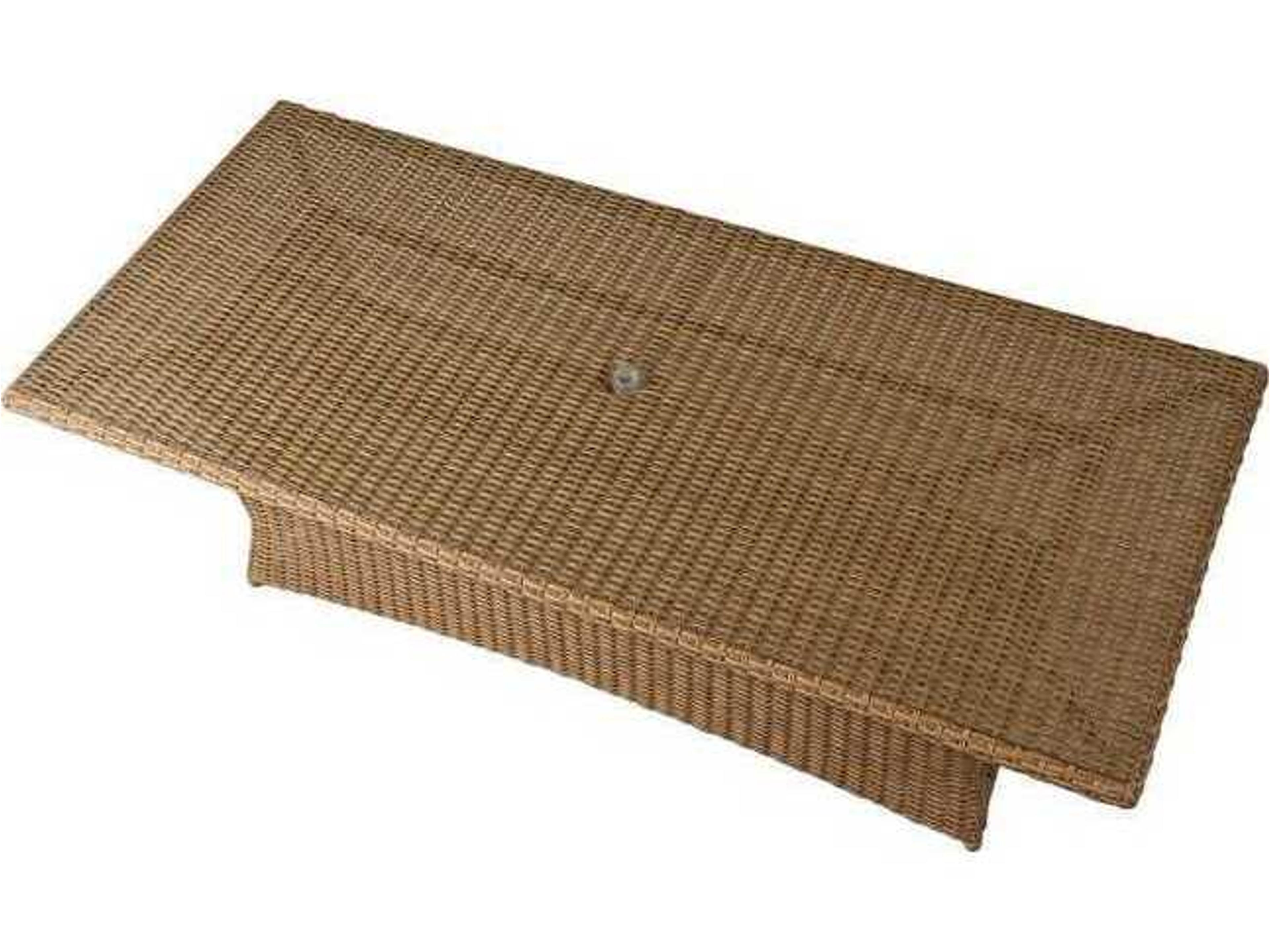 Lloyd Flanders Magnolia Wicker Rectangular Outdoor Dining Table with Umbrella Hole
