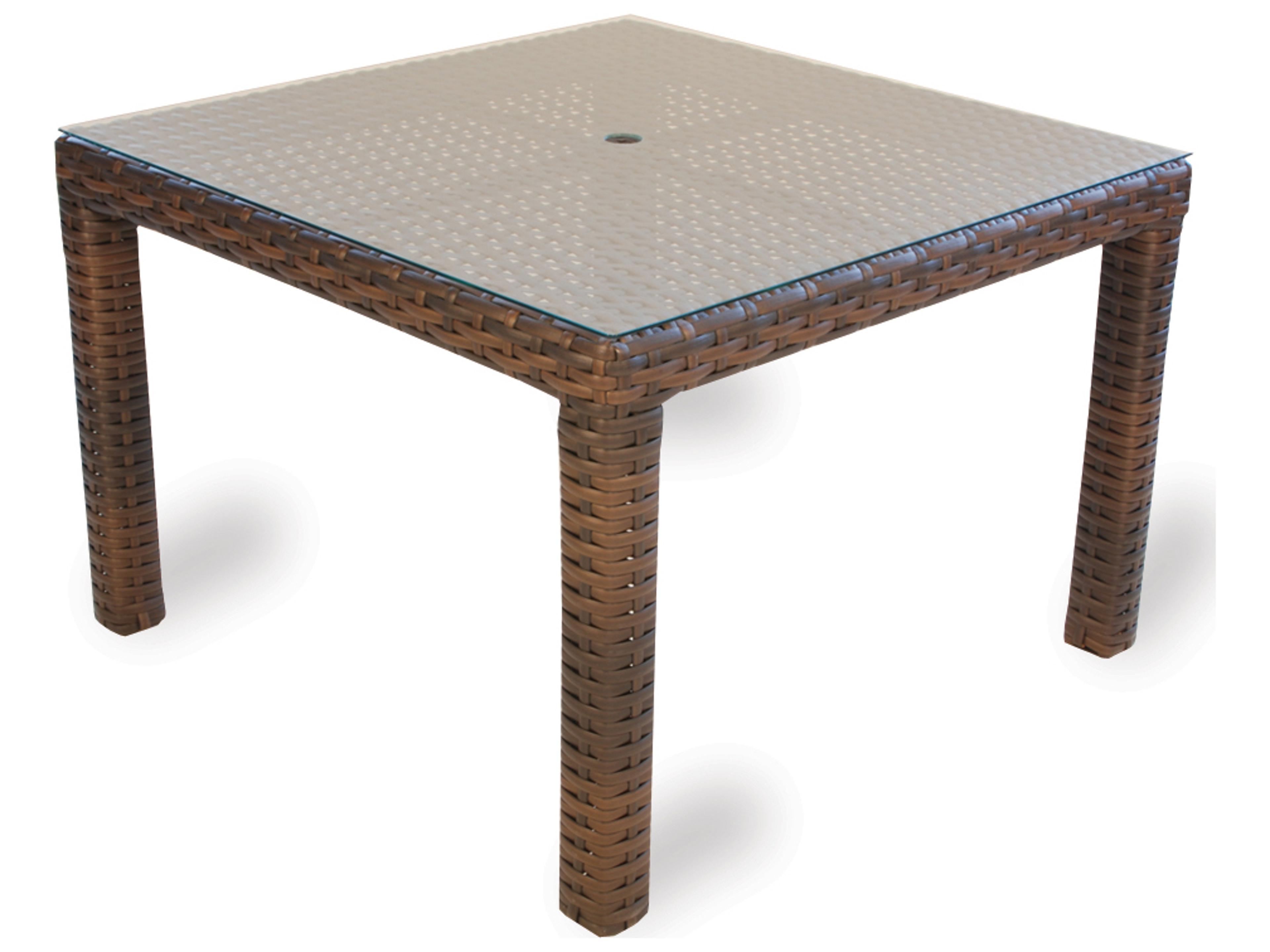 Lloyd Flanders Contempo Wicker Square Outdoor Patio Dining Table with Umbrella Hole