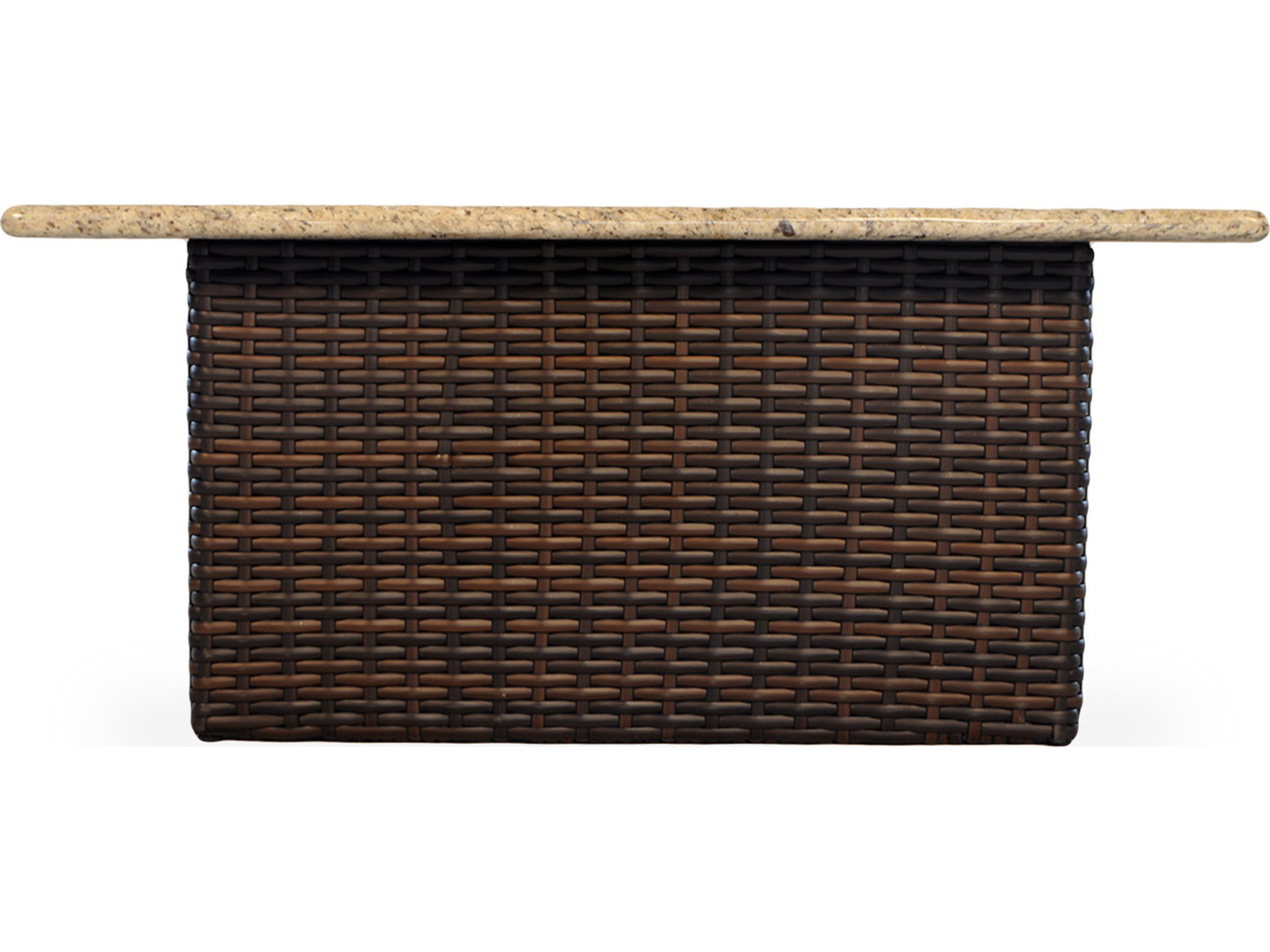 Lloyd Flanders Contempo Wicker Rectangular Stone Patio Fire Pit Table