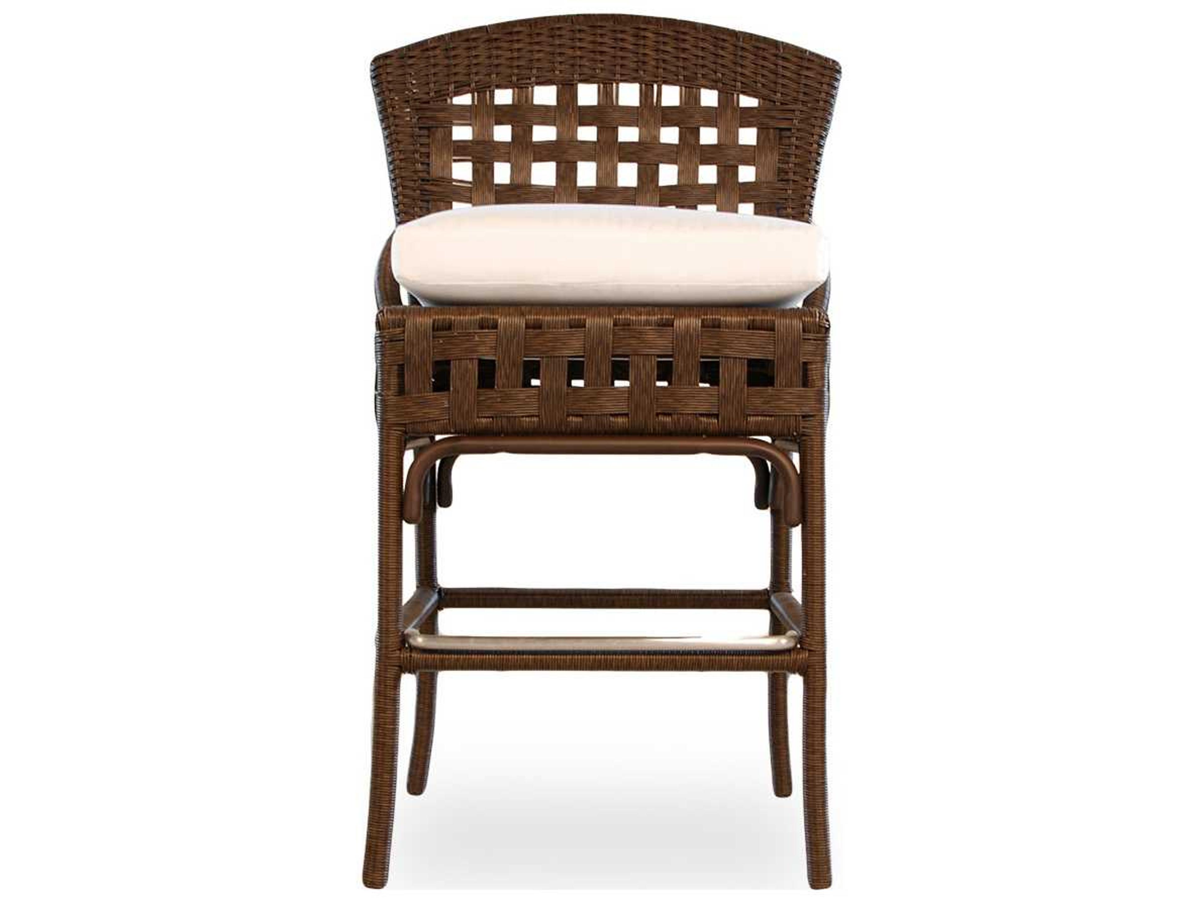 Lloyd Flanders Haven Tobacco Vinyl Wicker Cushion Patio Counter Stool