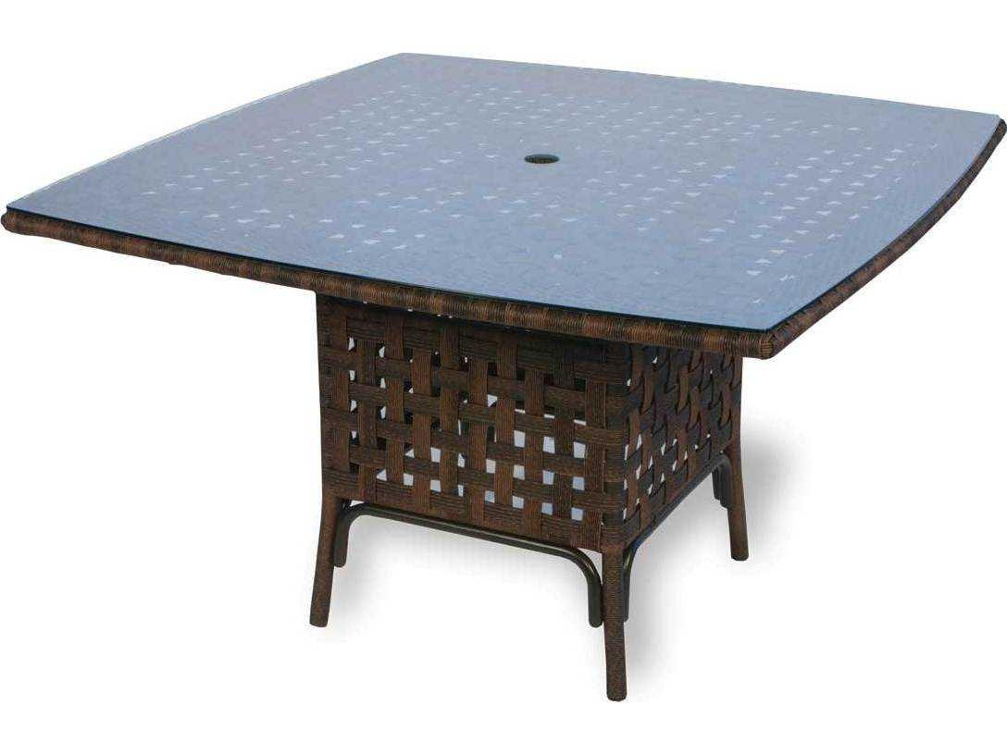 Lloyd Flanders Haven Wicker Square Outdoor Dining Table with Umbrella Hole
