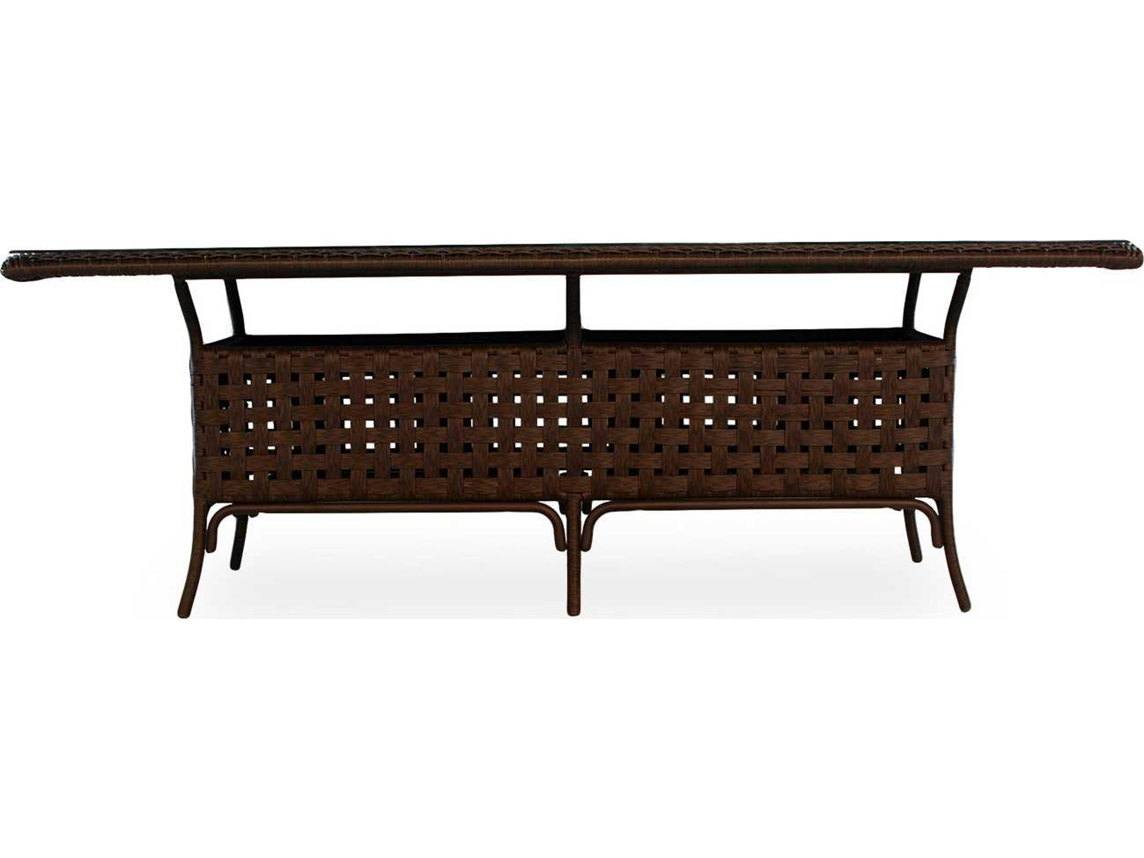 Lloyd Flanders Haven Wicker Rectangular Outdoor Patio Dining Table with Umbrella Hole