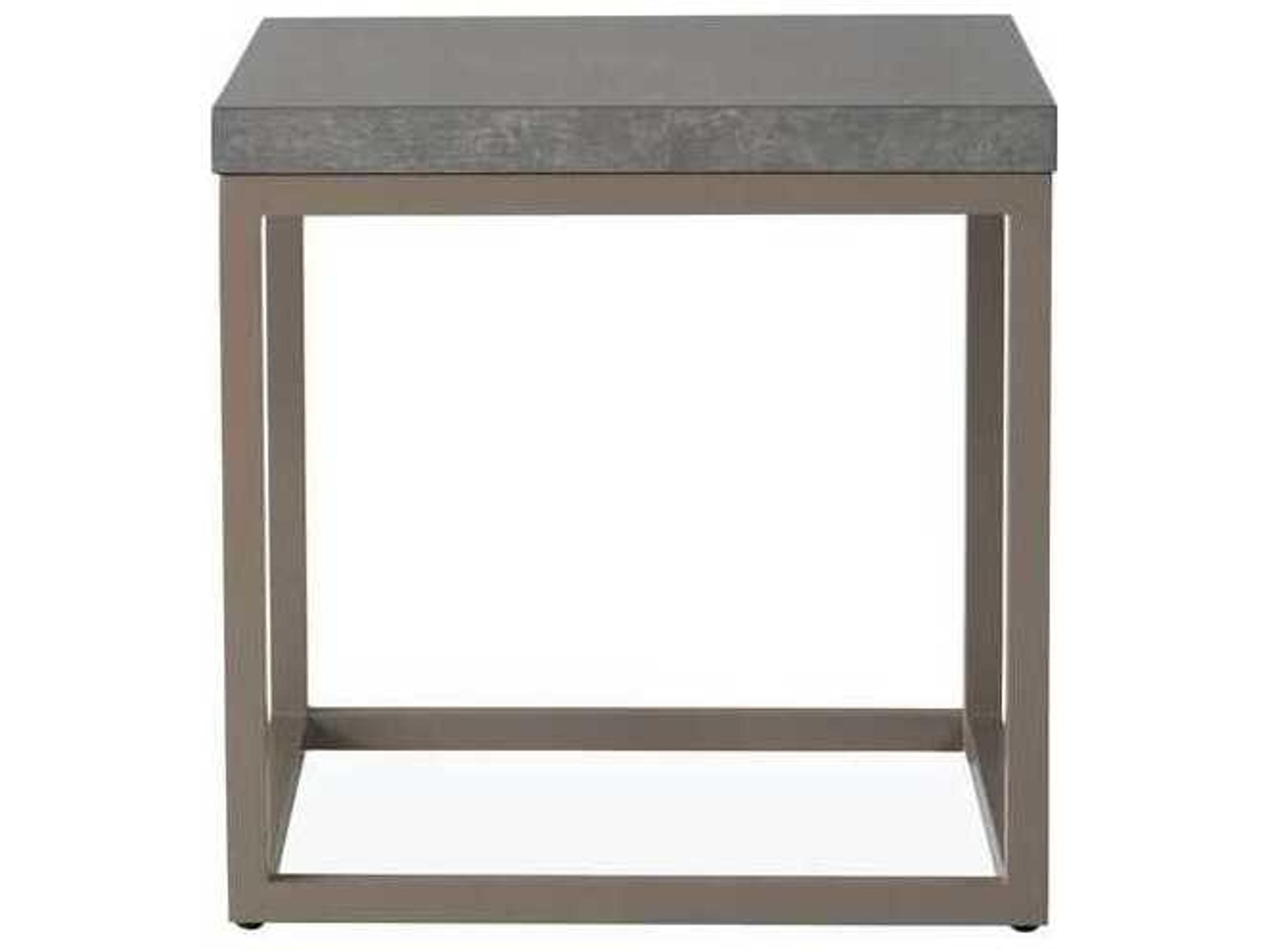 Lloyd Flanders Universal Accessories Aluminum Square End Table with Matte Taupe frame and Gray Ceramic top