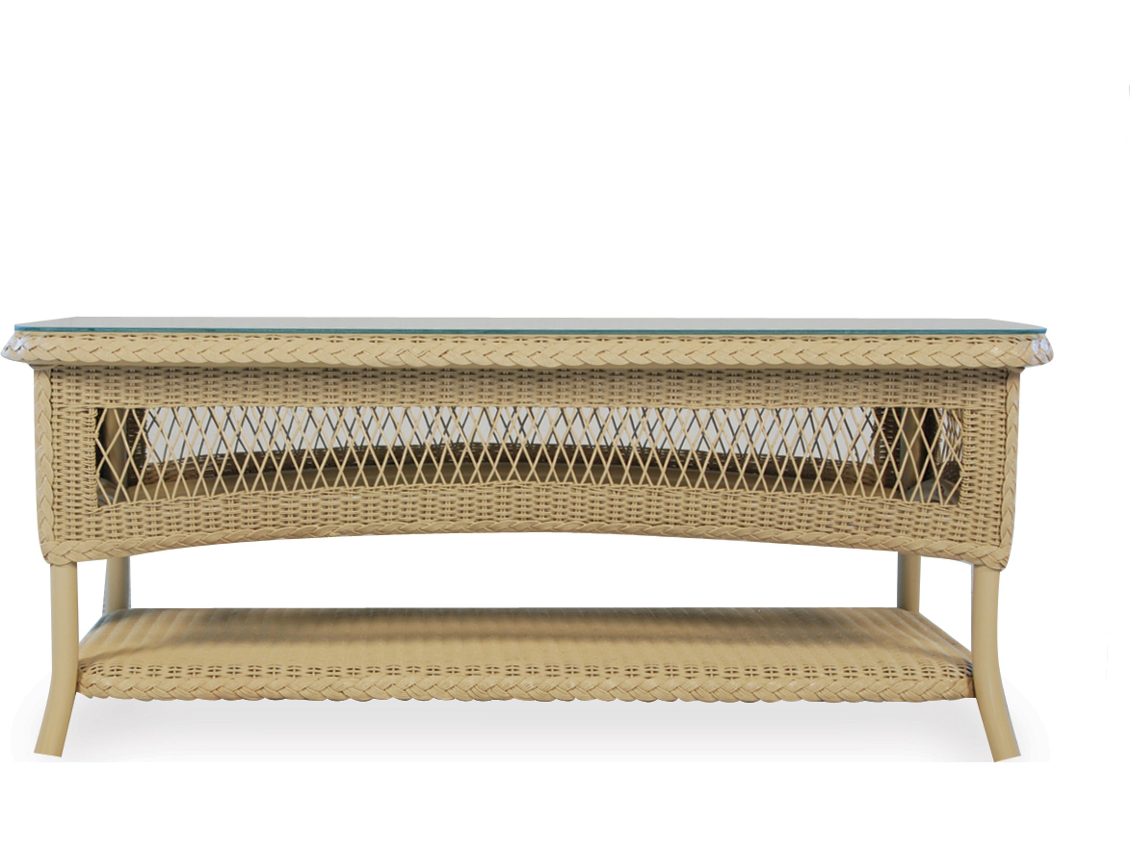 Lloyd Flanders Wicker Rectangular Outdoor Patio Coffee Table with Glass Top