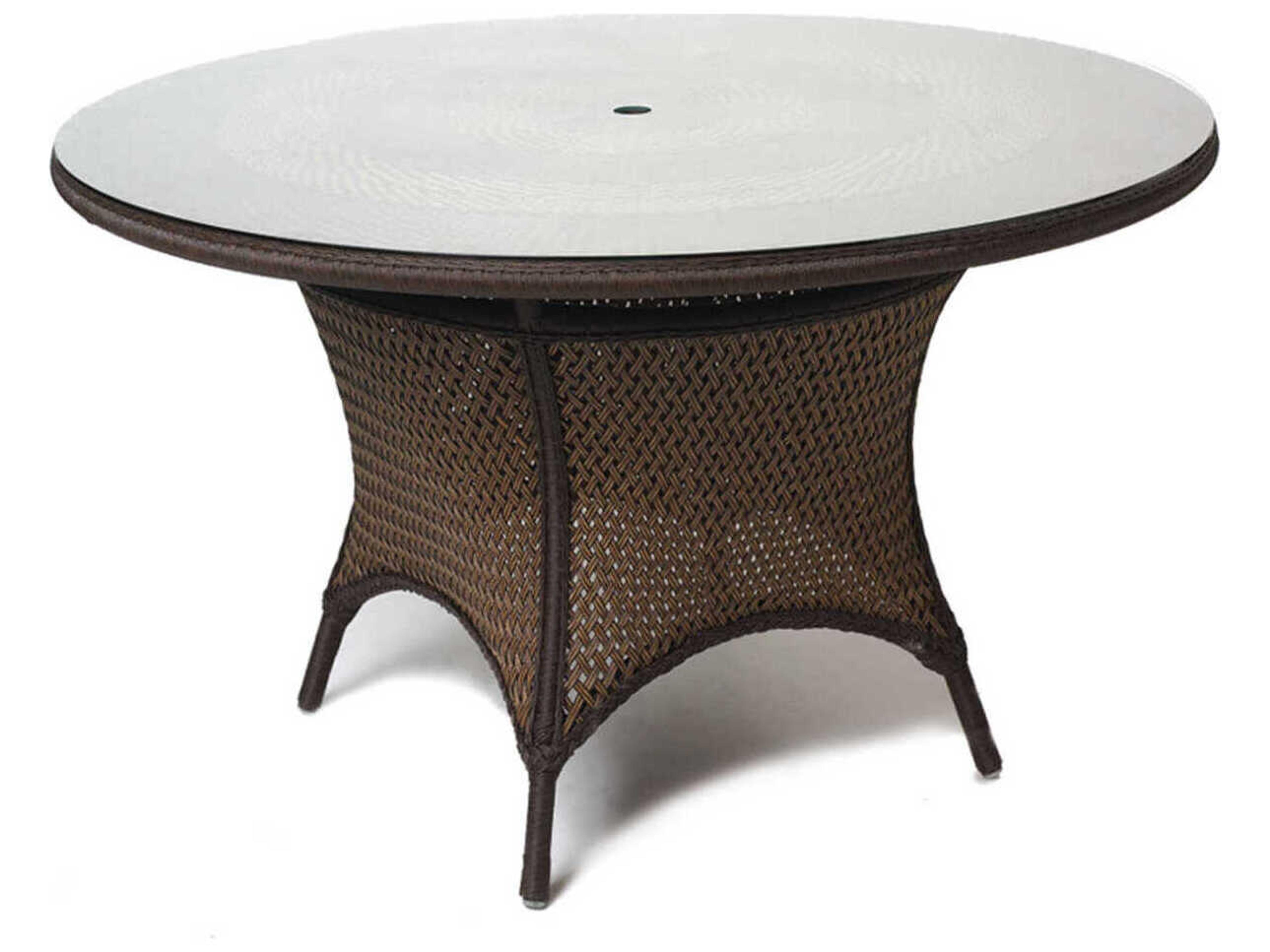 Lloyd Flanders Grand Traverse Wicker Round Outdoor Dining Table with Umbrella Hole