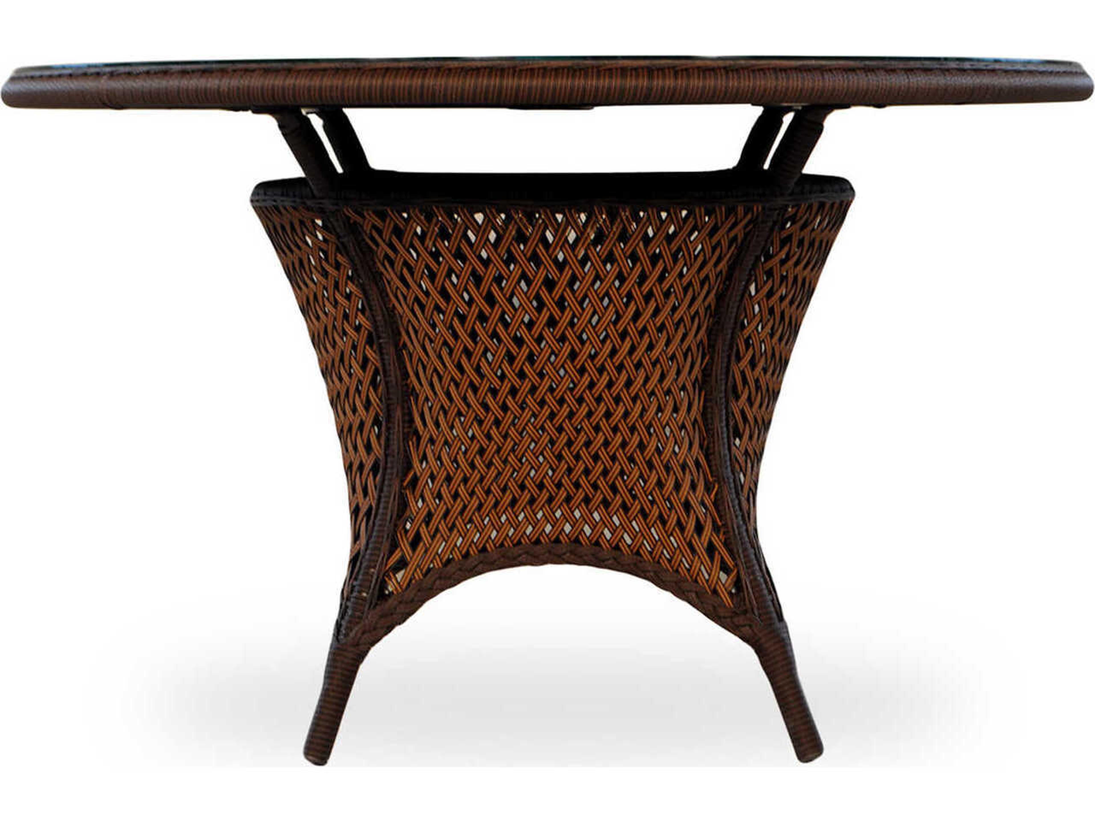 Lloyd Flanders Grand Traverse Wicker Round Outdoor Dining Table with Umbrella Hole