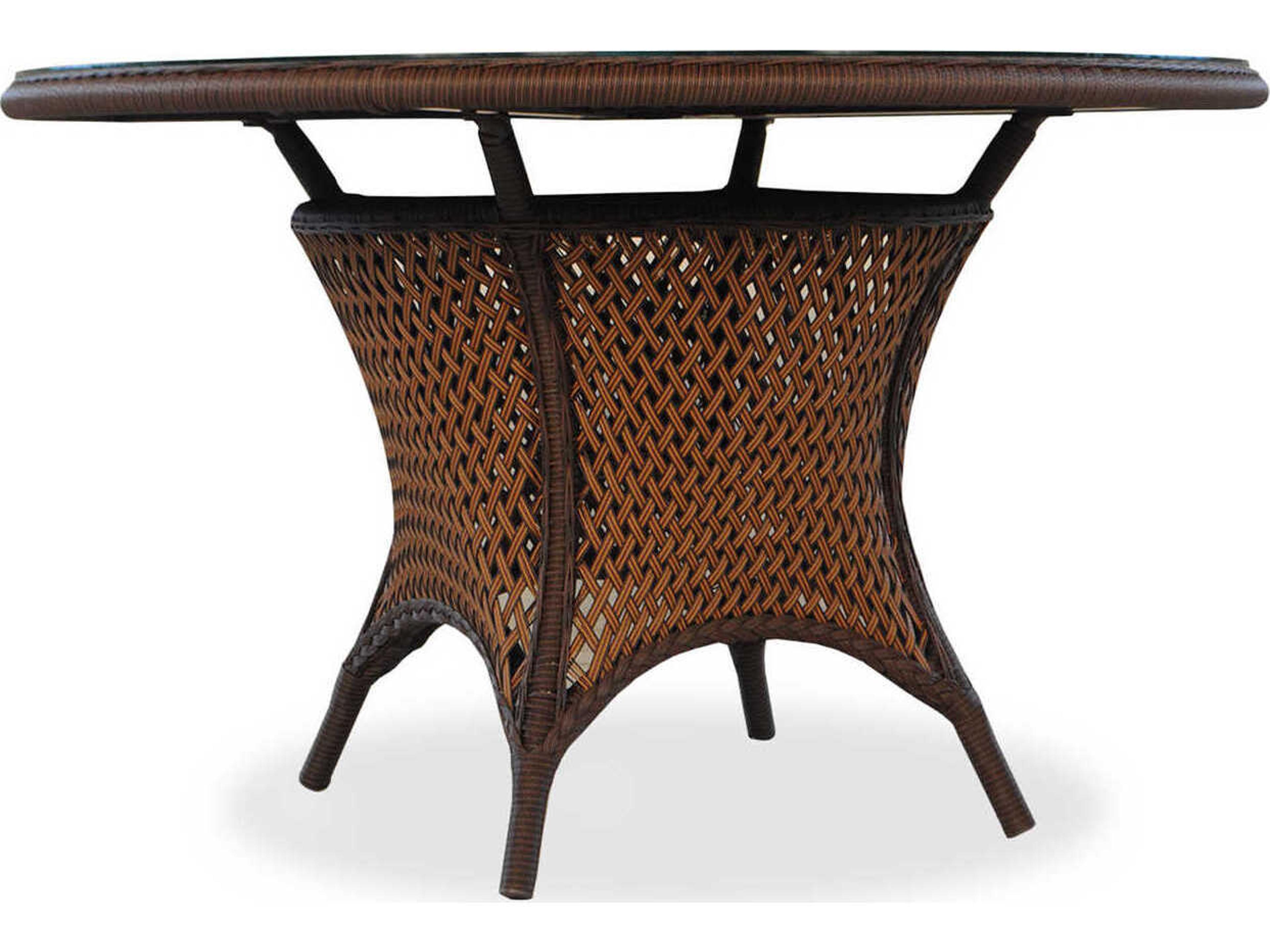 Lloyd Flanders Grand Traverse Wicker Round Outdoor Dining Table with Umbrella Hole