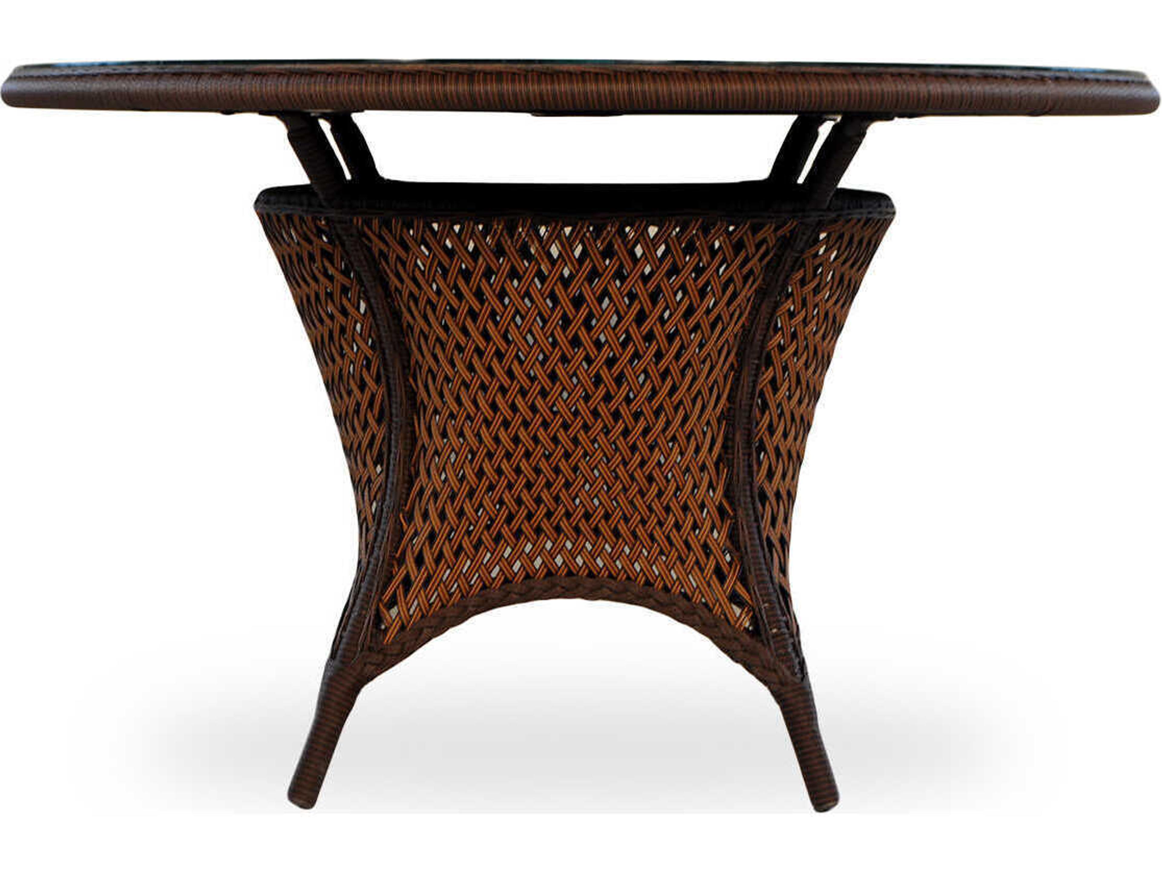 Lloyd Flanders Grand Traverse Wicker Round Outdoor Dining Table with Umbrella Hole