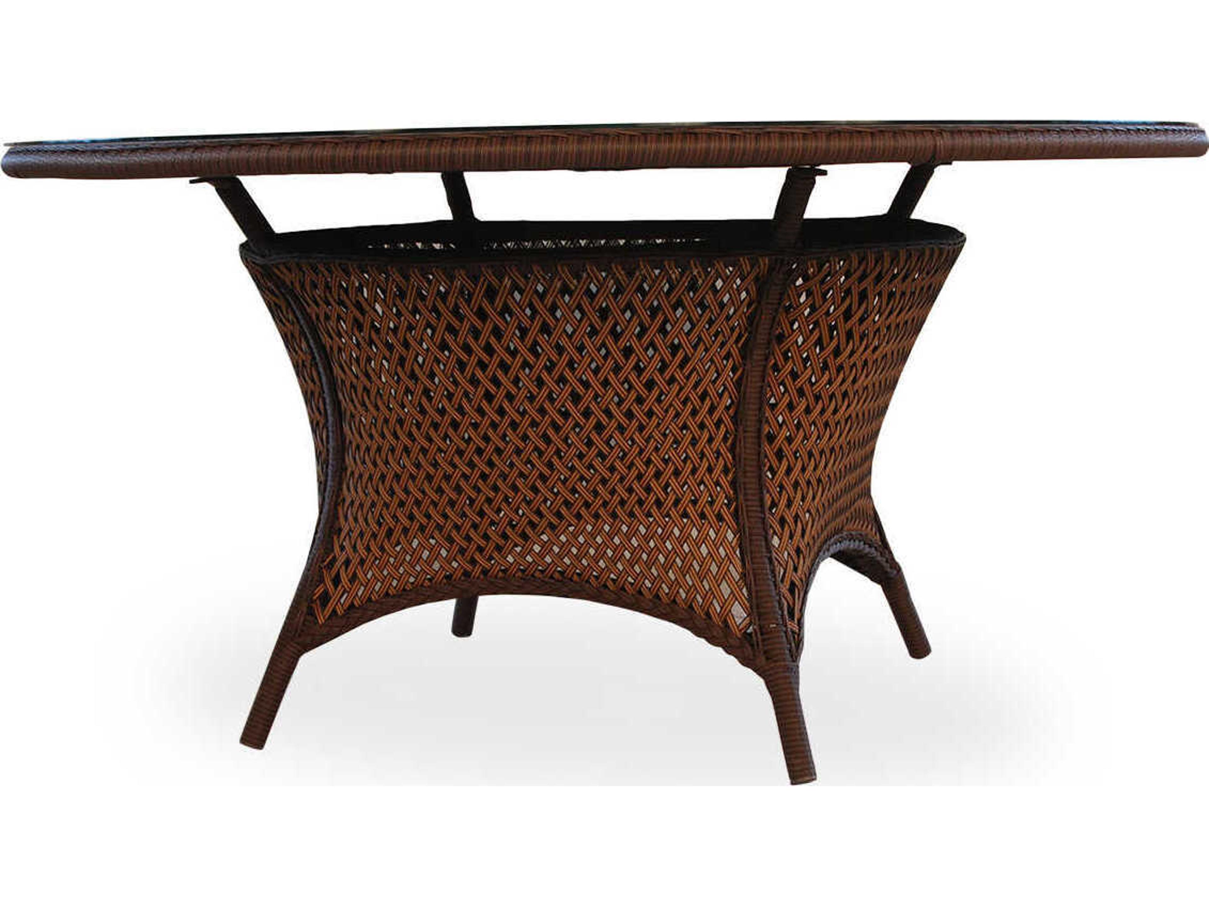 Grand Traverse Wicker Round Outdoor Patio Dining Table with Umbrella Hole