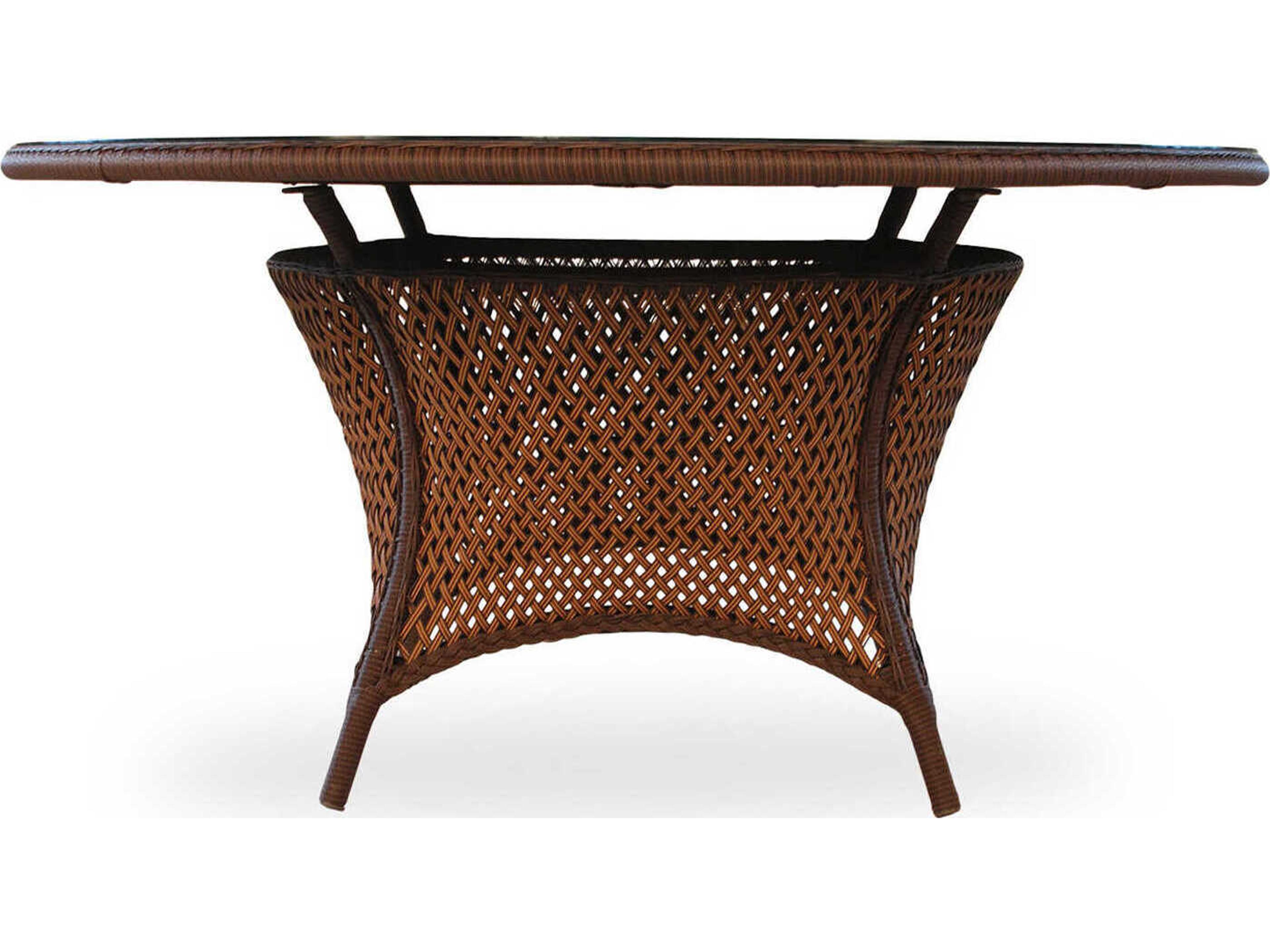 Lloyd Flanders Grand Traverse Wicker Round Outdoor Patio Dining Table with Umbrella Hole