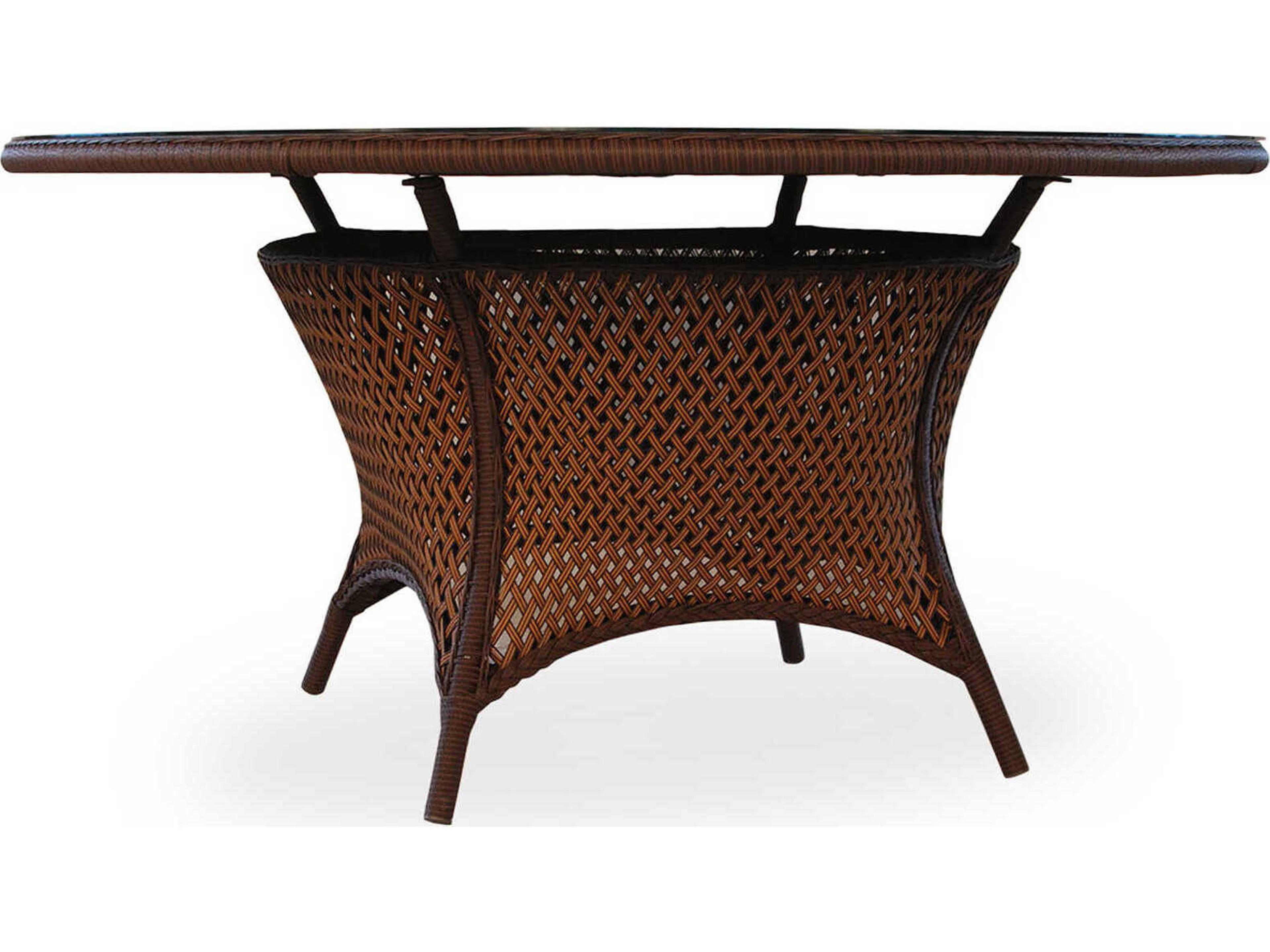 Lloyd Flanders Grand Traverse Wicker Round Outdoor Patio Dining Table with Umbrella Hole