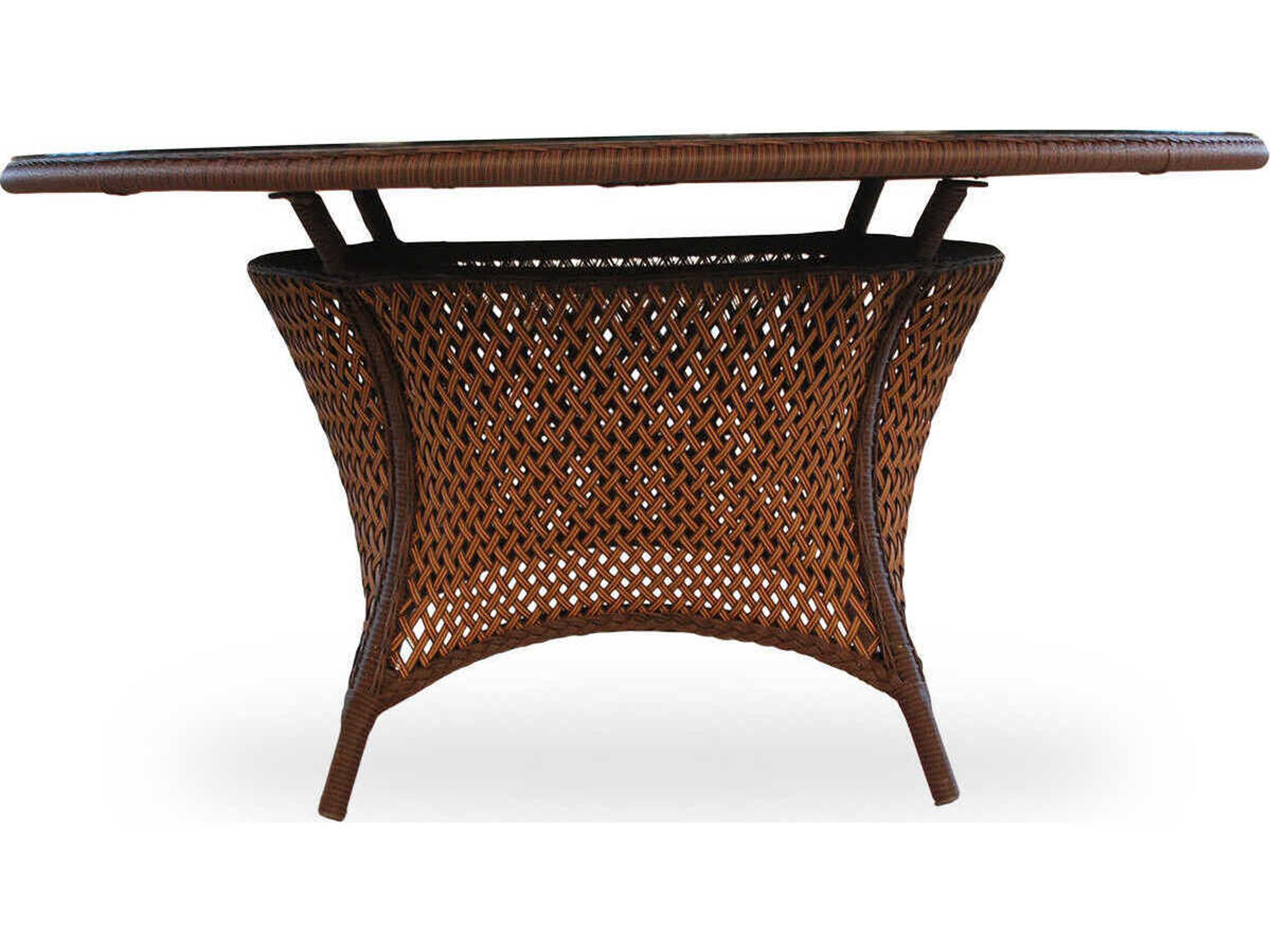 Lloyd Flanders Grand Traverse Wicker Round Outdoor Patio Dining Table with Umbrella Hole
