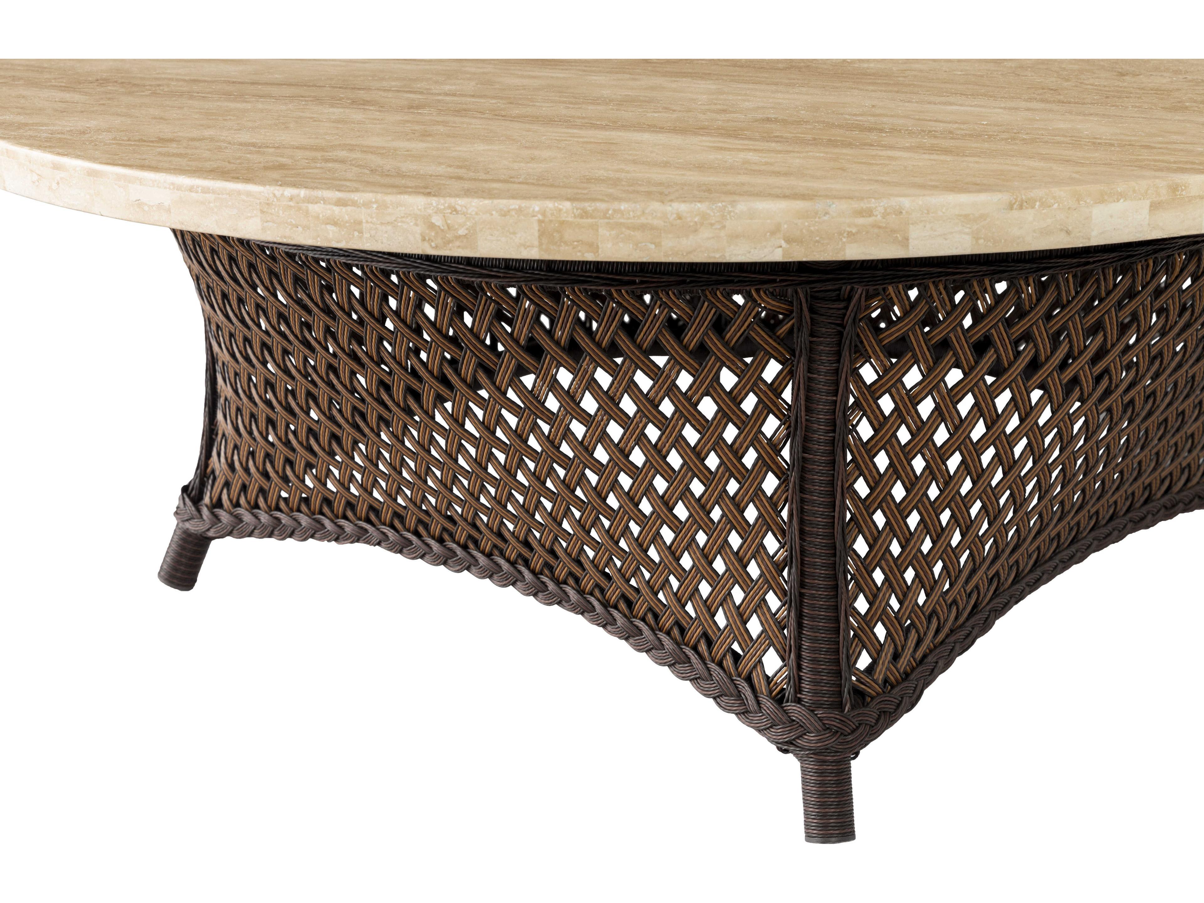 Lloyd Flanders Grand Traverse Wicker Round Stone Top Outdoor Chat Table