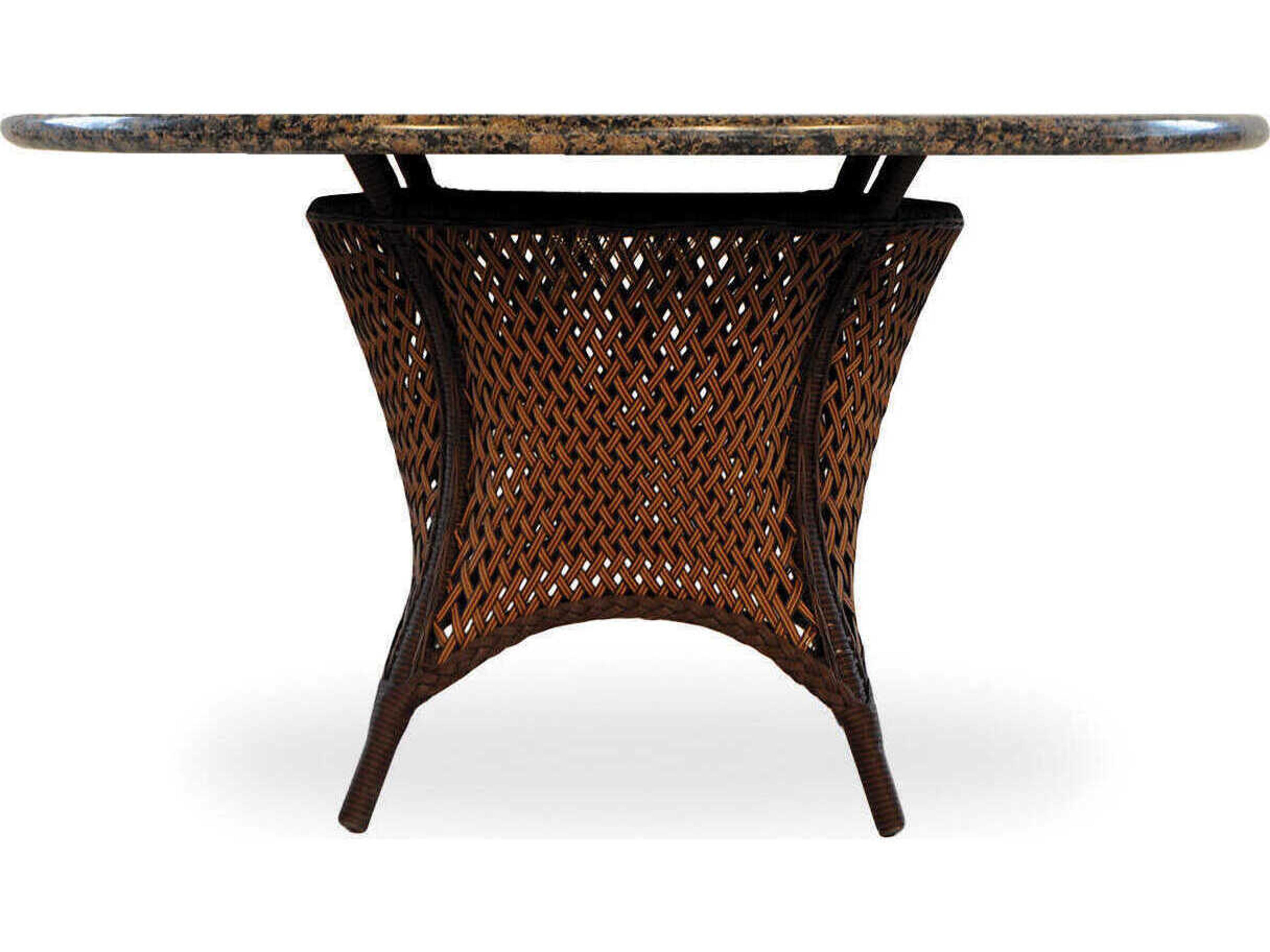 Lloyd Flanders Grand Traverse Wicker Round Stone Top Outdoor Dining Table